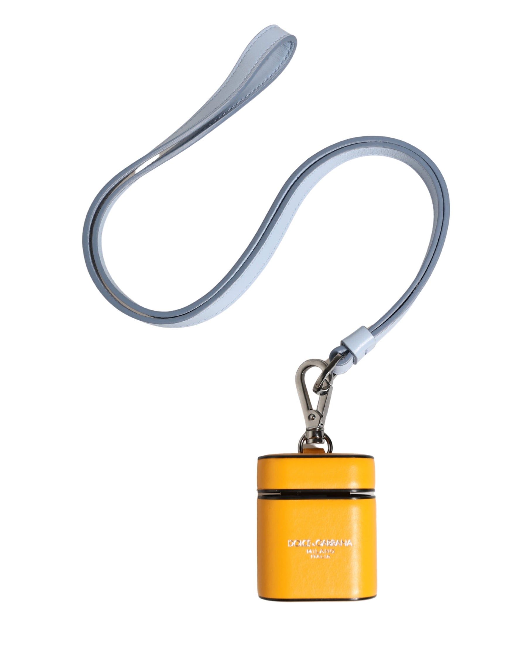 Dolce & Gabbana Case Yellow Calf Leather Logo Flip Holder Strap Airpods | Regal Royce