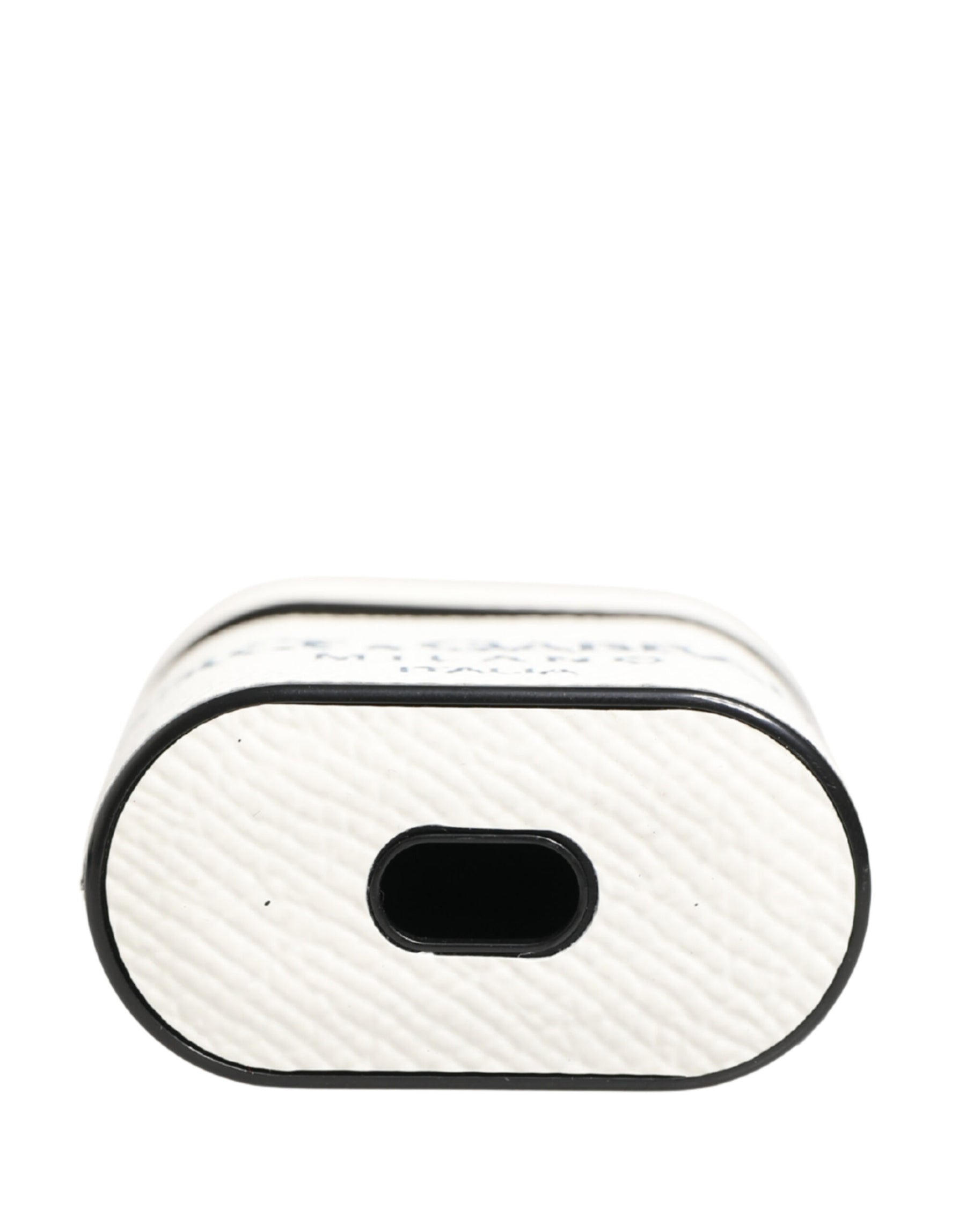 Dolce & Gabbana White Calf Leather Logo Flip Holder Strap Airpods Case | Regal Royce