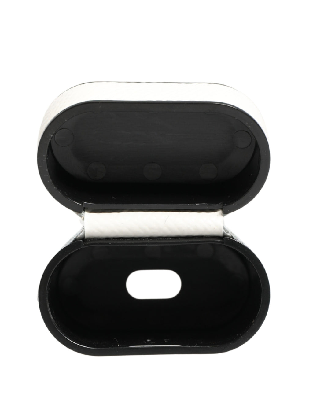 Dolce & Gabbana White Calf Leather Logo Flip Holder Strap Airpods Case
