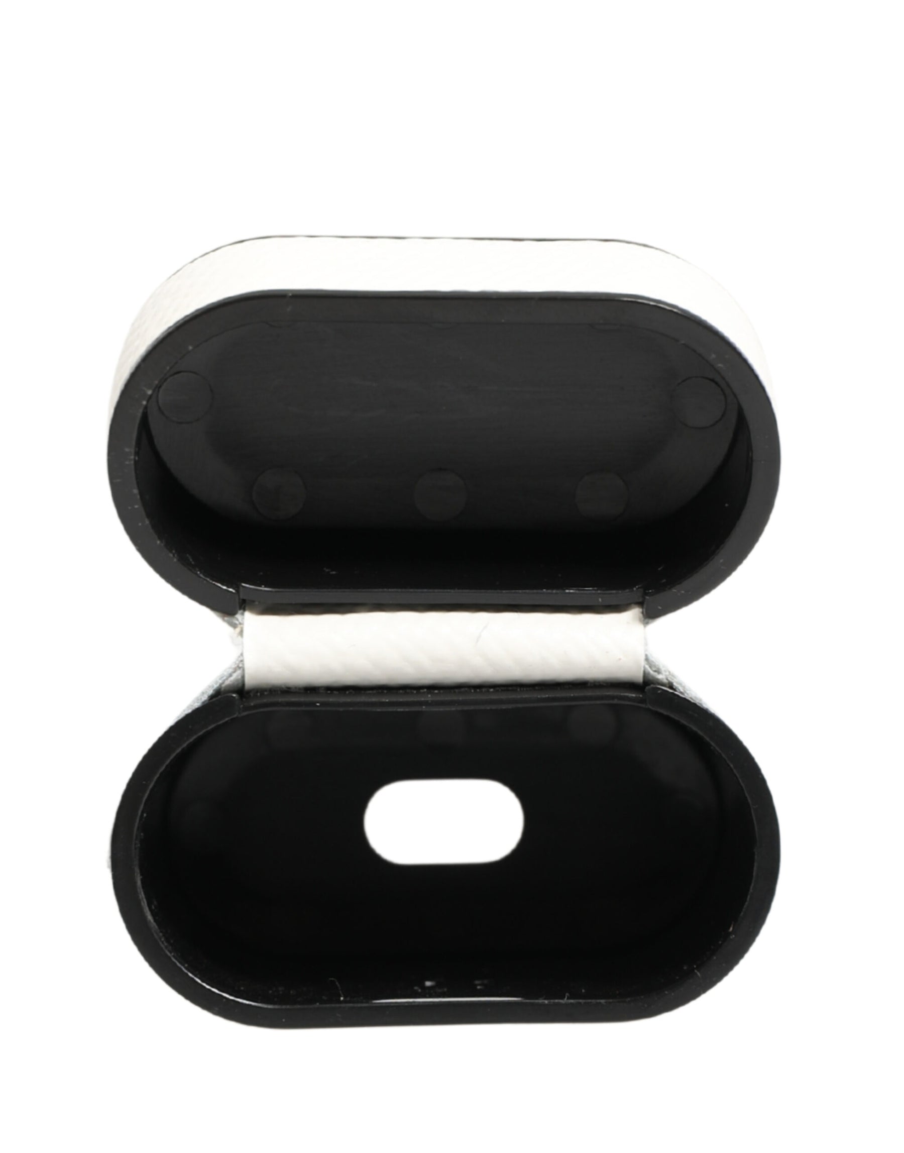 Dolce & Gabbana White Calf Leather Logo Flip Holder Strap Airpods Case | Regal Royce