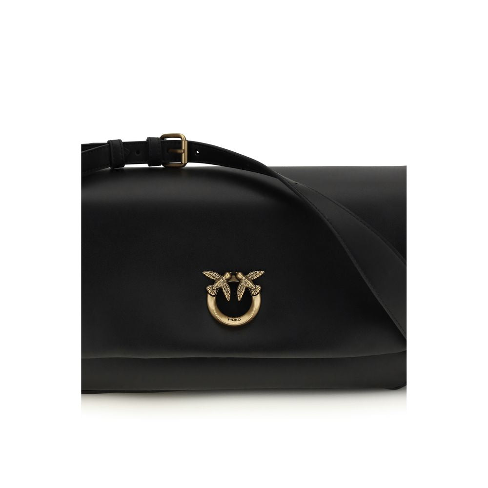 PINKO Black Calf Leather Bos Taurus Shoulder Bag | Regal Royce