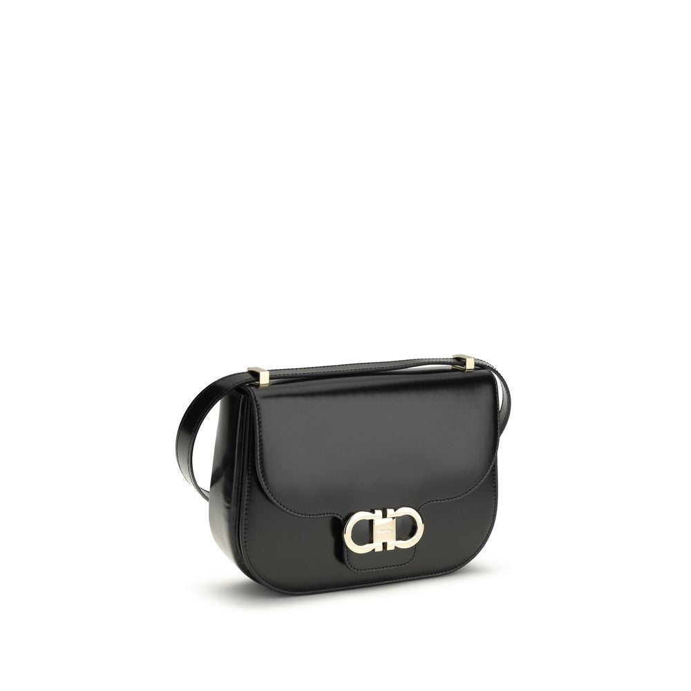 Ferragamo Black Calf Leather Bos Taurus Shoulder Bag | Regal Royce