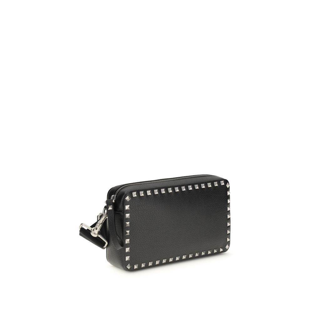 Valentino Garavani Black Calf Leather Bos Taurus Shoulder Bag | Regal Royce