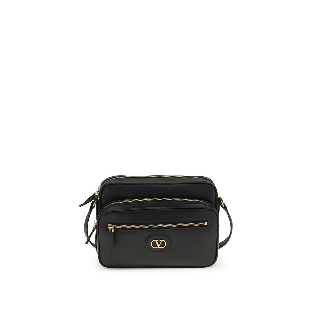 Valentino Garavani Black Calf Leather Bos Taurus Shoulder Bag | Regal Royce