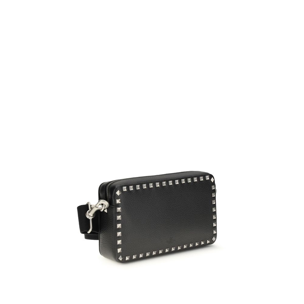 Valentino Garavani Black Calf Leather Bos Taurus Shoulder Bag | Regal Royce