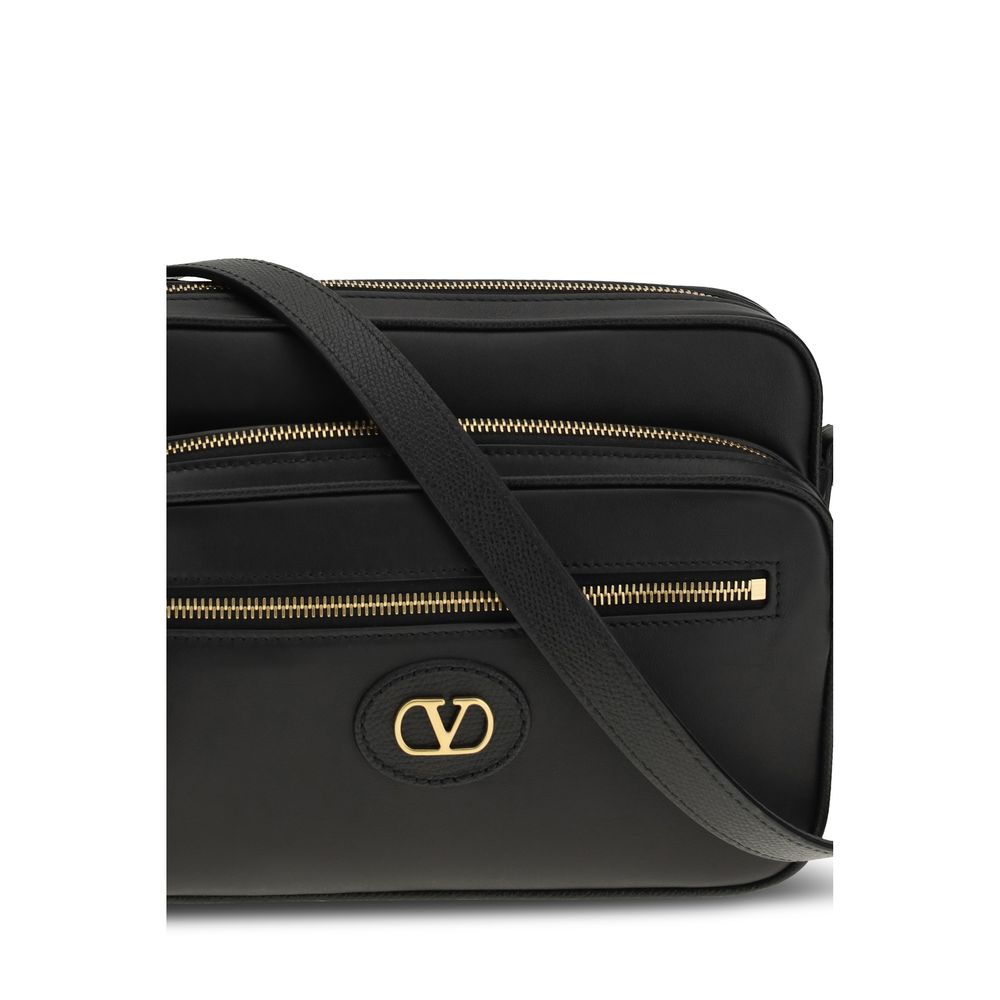 Valentino Garavani Black Calf Leather Bos Taurus Shoulder Bag | Regal Royce