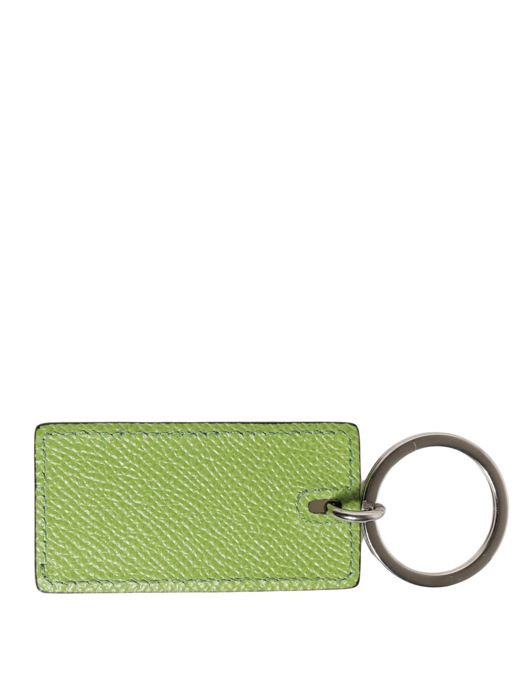 Dolce & Gabbana Green Calf Leather DG Logo Metal Ring Keyring Keychain | Regal Royce