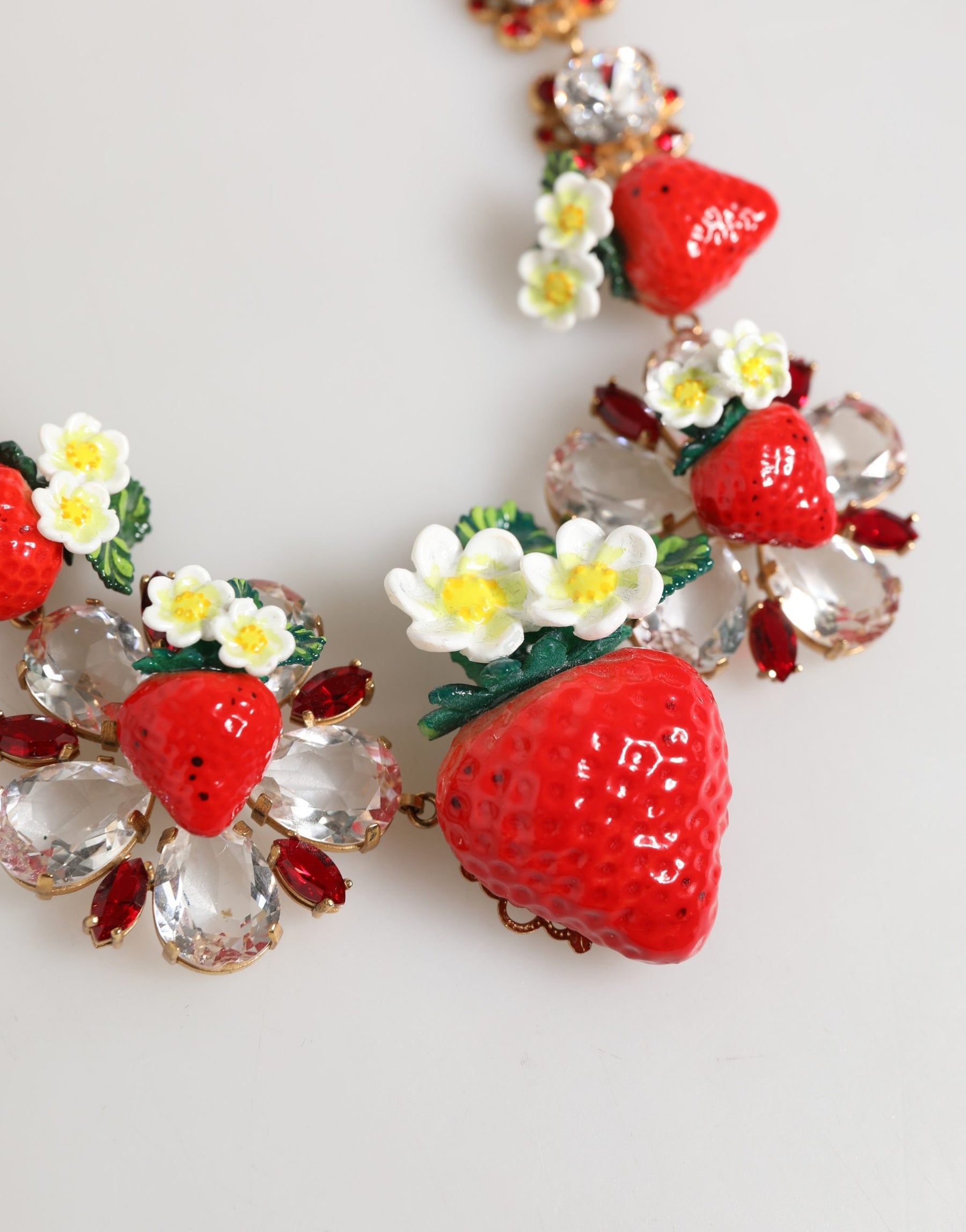 Dolce & Gabbana Gold Brass FRUIT Pendants Flowers Crystal Logo Necklace | Regal Royce