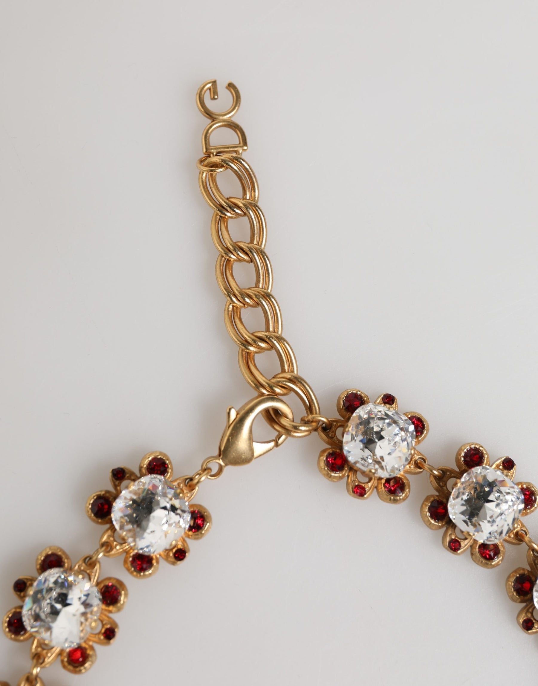 Dolce & Gabbana Gold Brass FRUIT Pendants Flowers Crystal Logo Necklace | Regal Royce