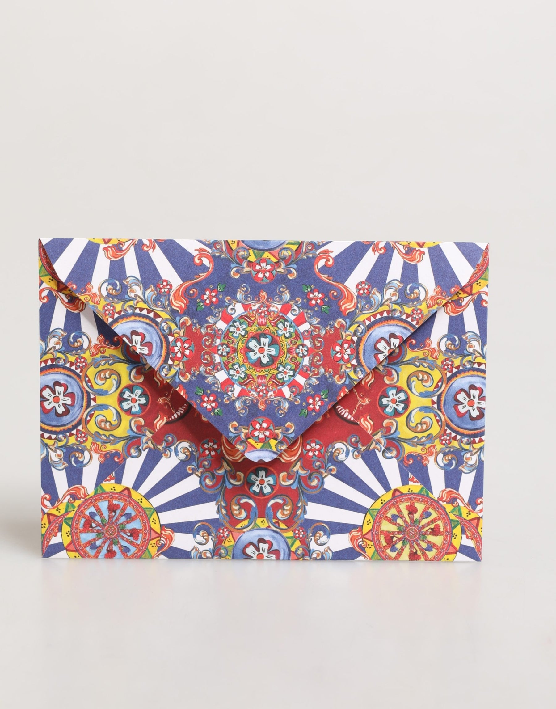Dolce & Gabbana Multicolor Carretto Siciliano Envelope Post Card Holder | Regal Royce