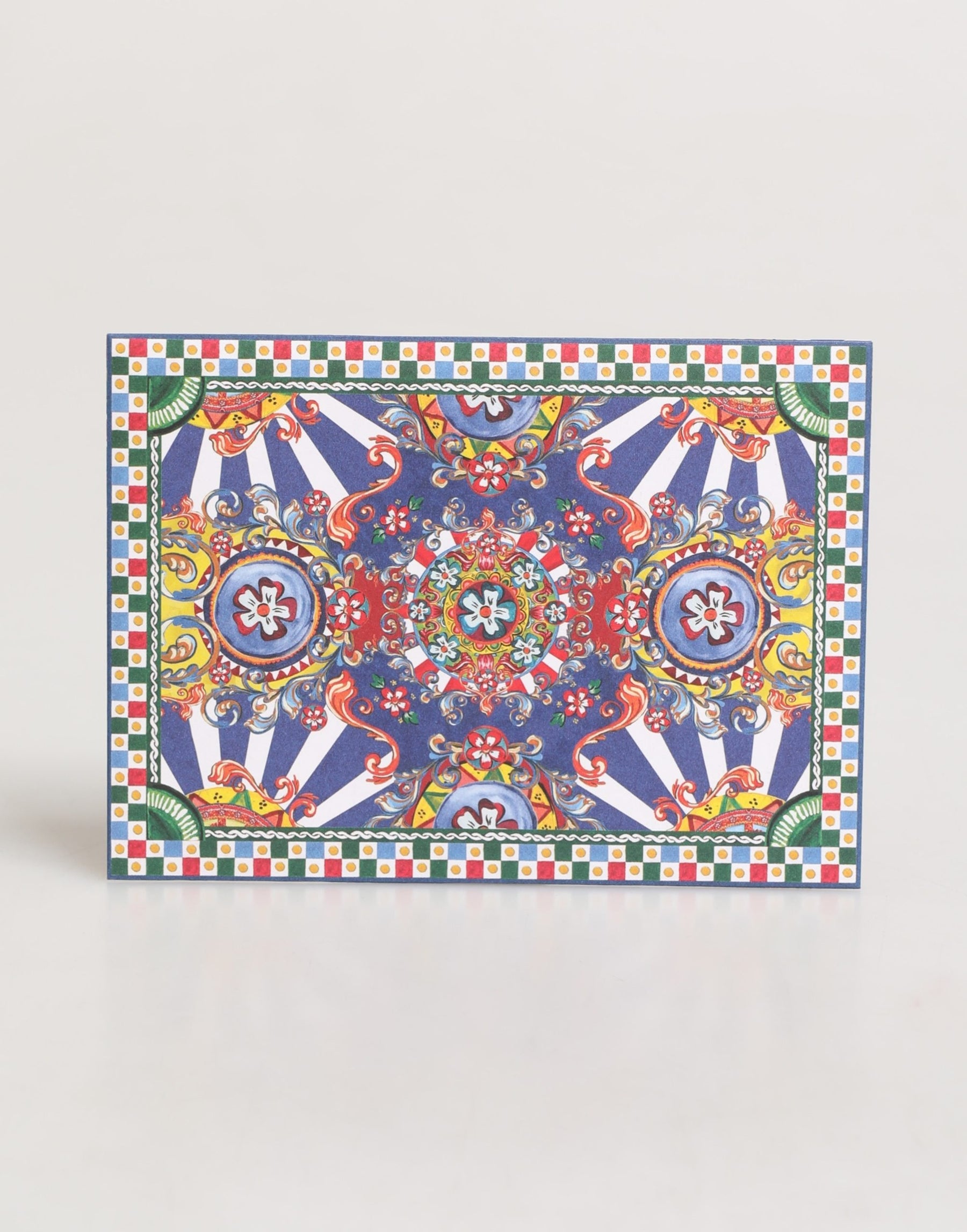 Dolce & Gabbana Multicolor Carretto Siciliano Envelope Post Card Holder | Regal Royce