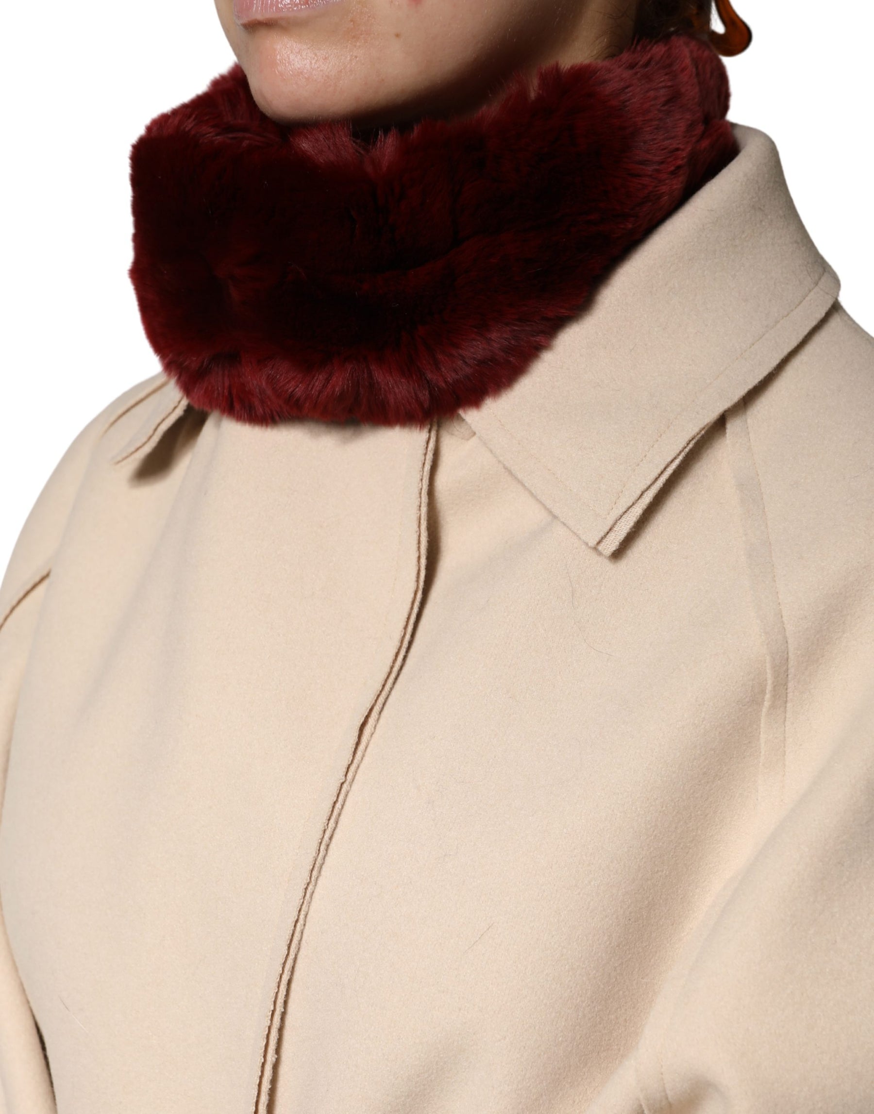 Dolce & Gabbana Red Lamb Fur Collar Women Neck Wrap 50cm x 8cm Scarf | Regal Royce