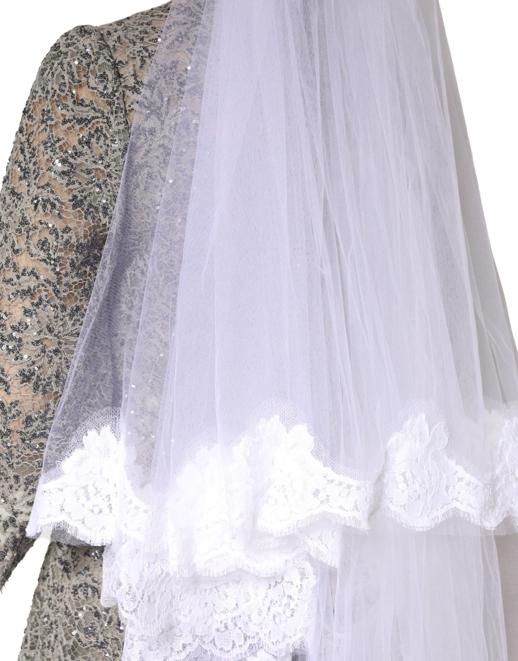 Dolce & Gabbana White Floral LaceNylon Floor Length 3M Long Veil | Regal Royce