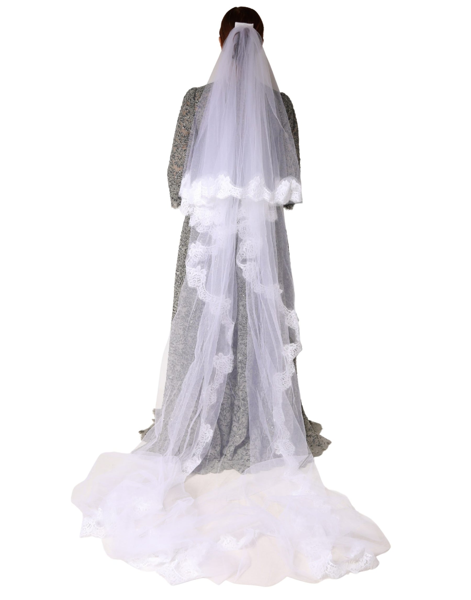 Dolce & Gabbana White Floral LaceNylon Floor Length 3M Long Veil | Regal Royce