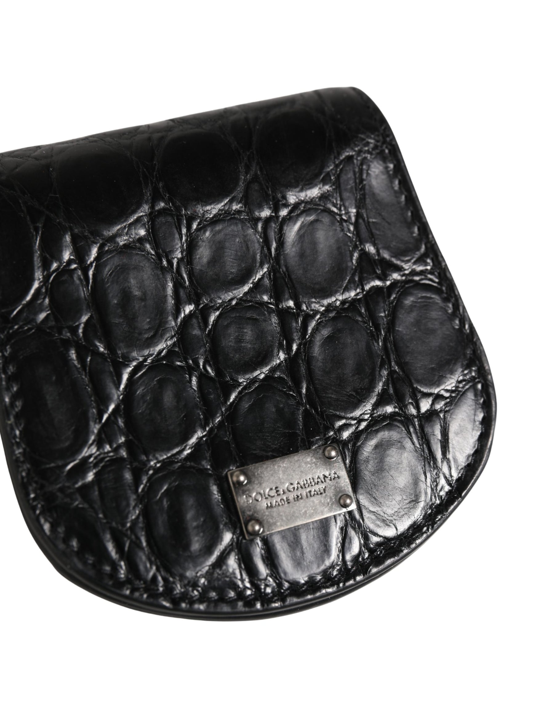 Dolce & Gabbana Black Exotic Skin Condom Case Holder Pocket Wallet | Regal Royce