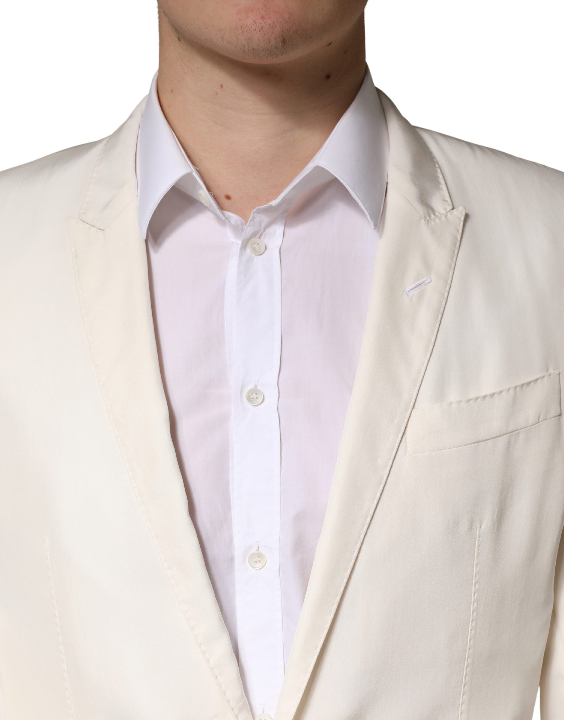 Dolce & Gabbana White Cotton Single Breasted Jacket Blazer | Regal Royce