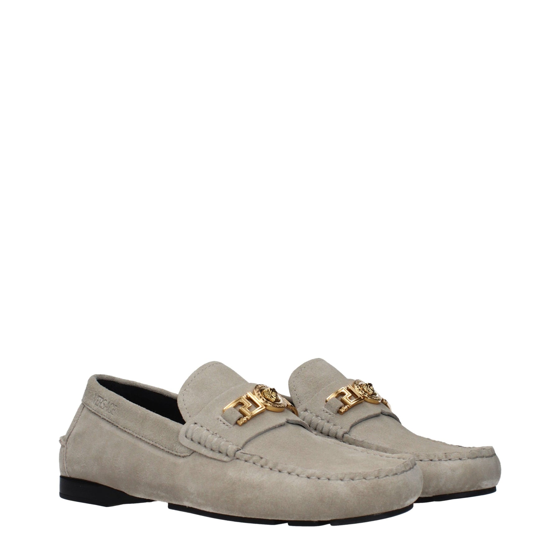Versace Gray Leather Slip-On Loafers | Regal Royce