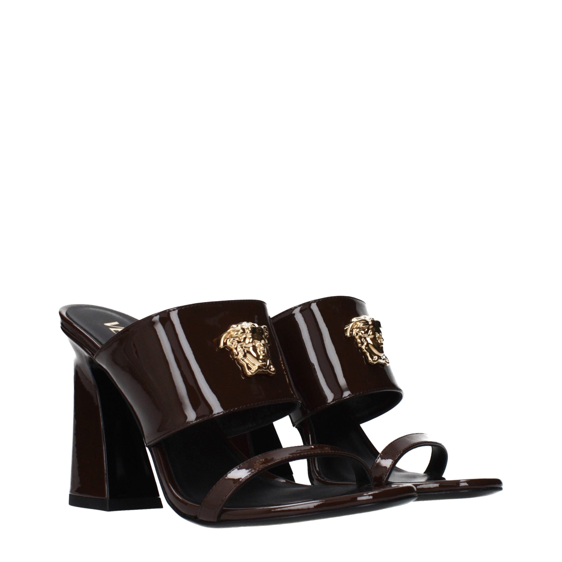 Versace Brown Leather Stiletto Heel Sandals | Regal Royce