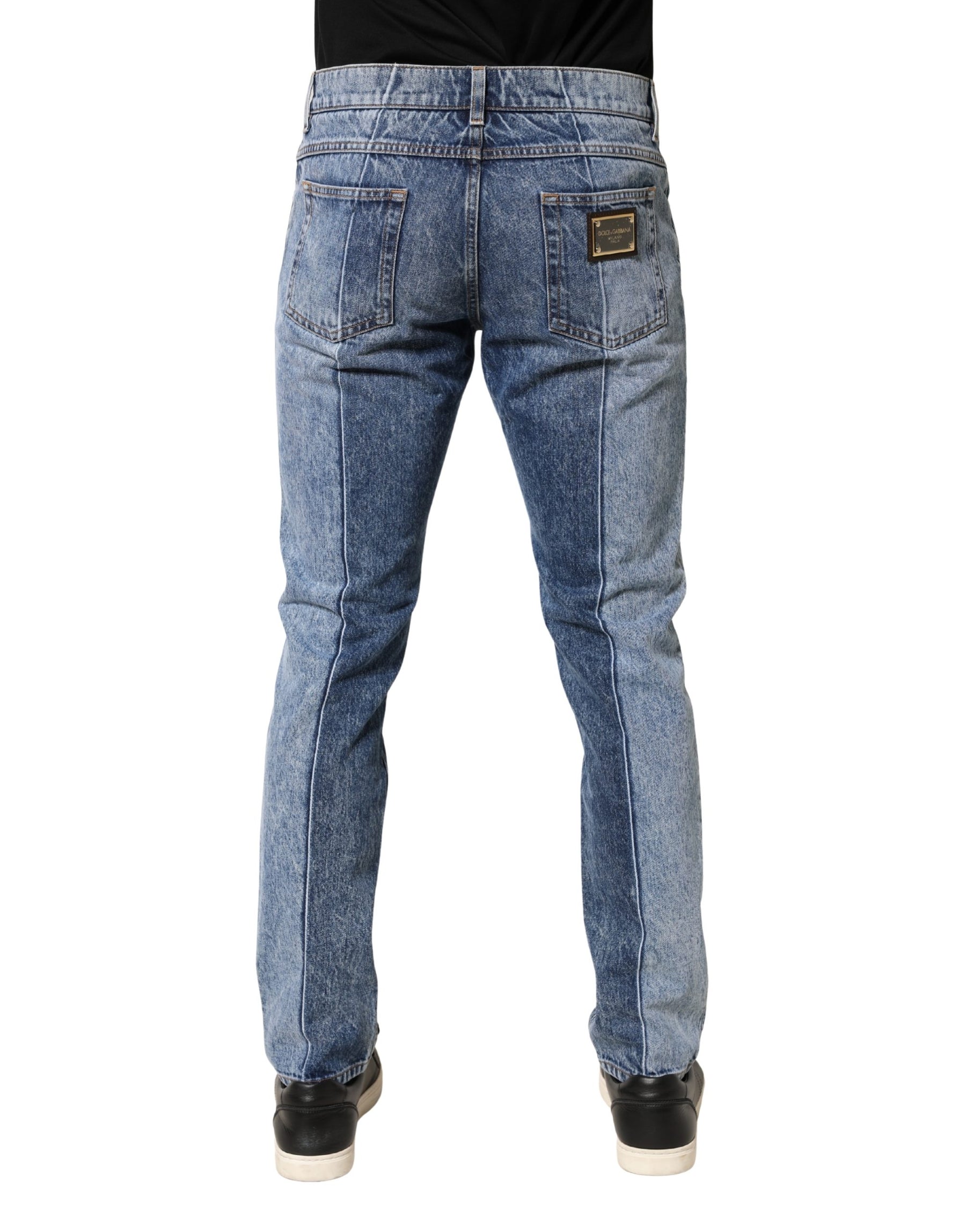 Dolce & Gabbana Two Tone Blue Cotton Regular Men Denim Jeans | Regal Royce