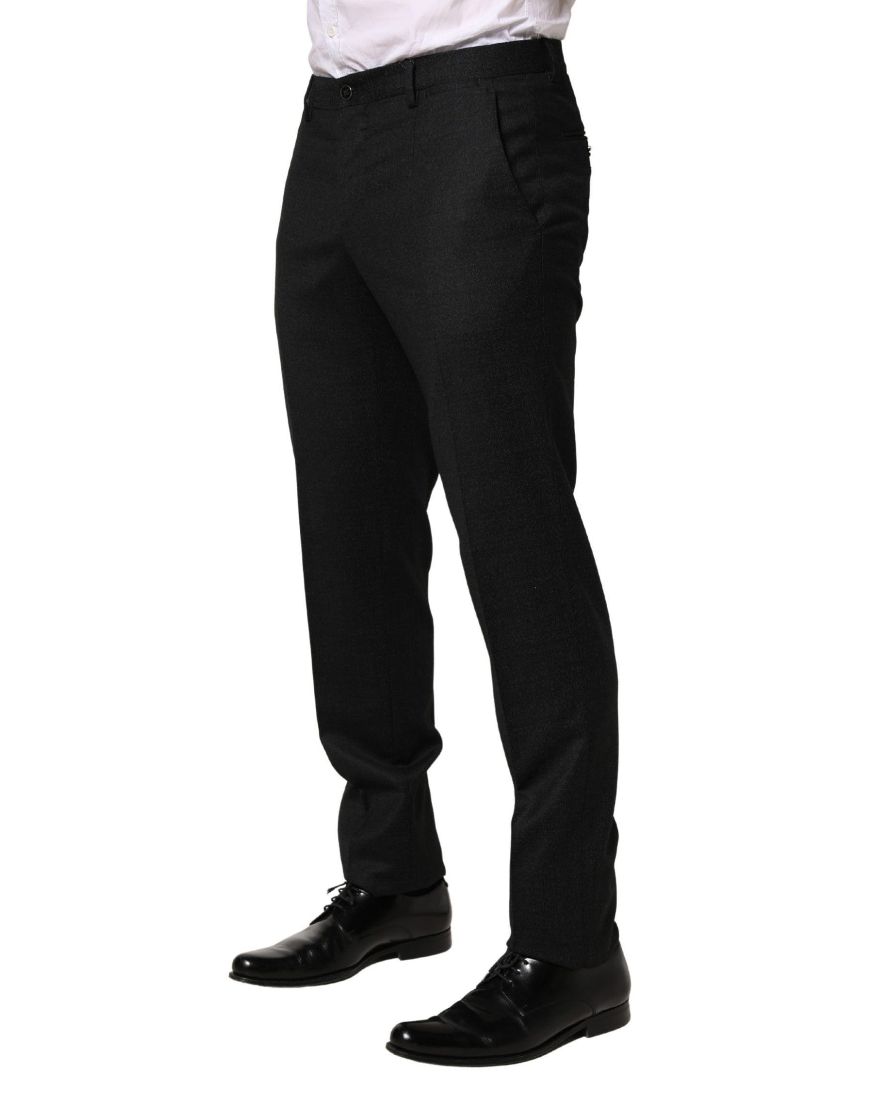 Dolce & Gabbana Black Wool Skinny Men Dress Trouser Pants | Regal Royce