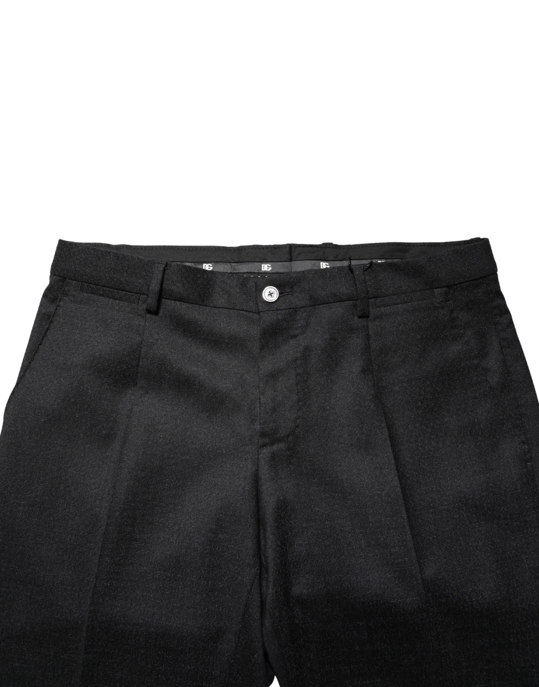 Dolce & Gabbana Black Wool Skinny Men Dress Trouser Pants | Regal Royce
