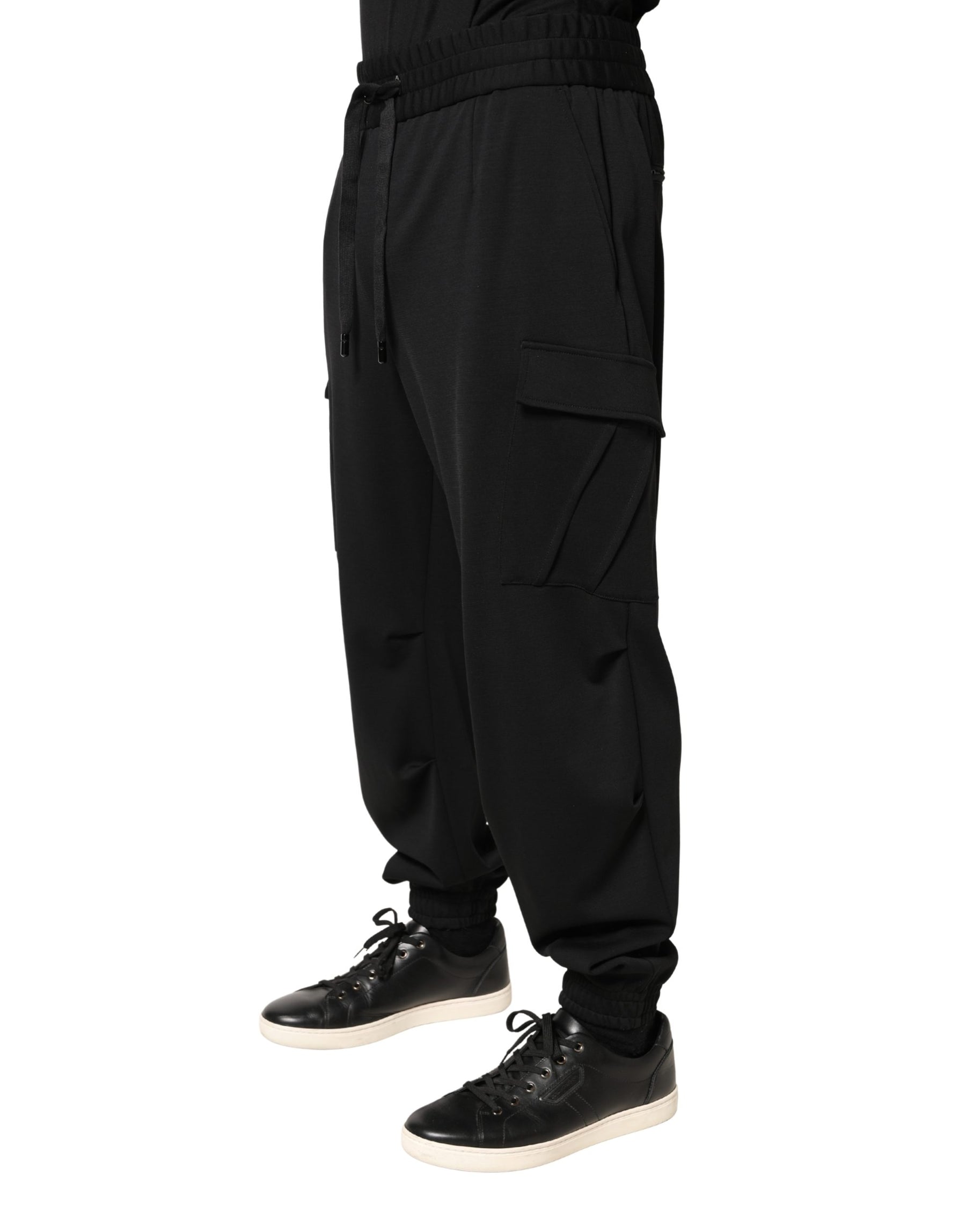 Dolce & Gabbana Black Polyester Cargo Jogger Men Trouser Pants | Regal Royce