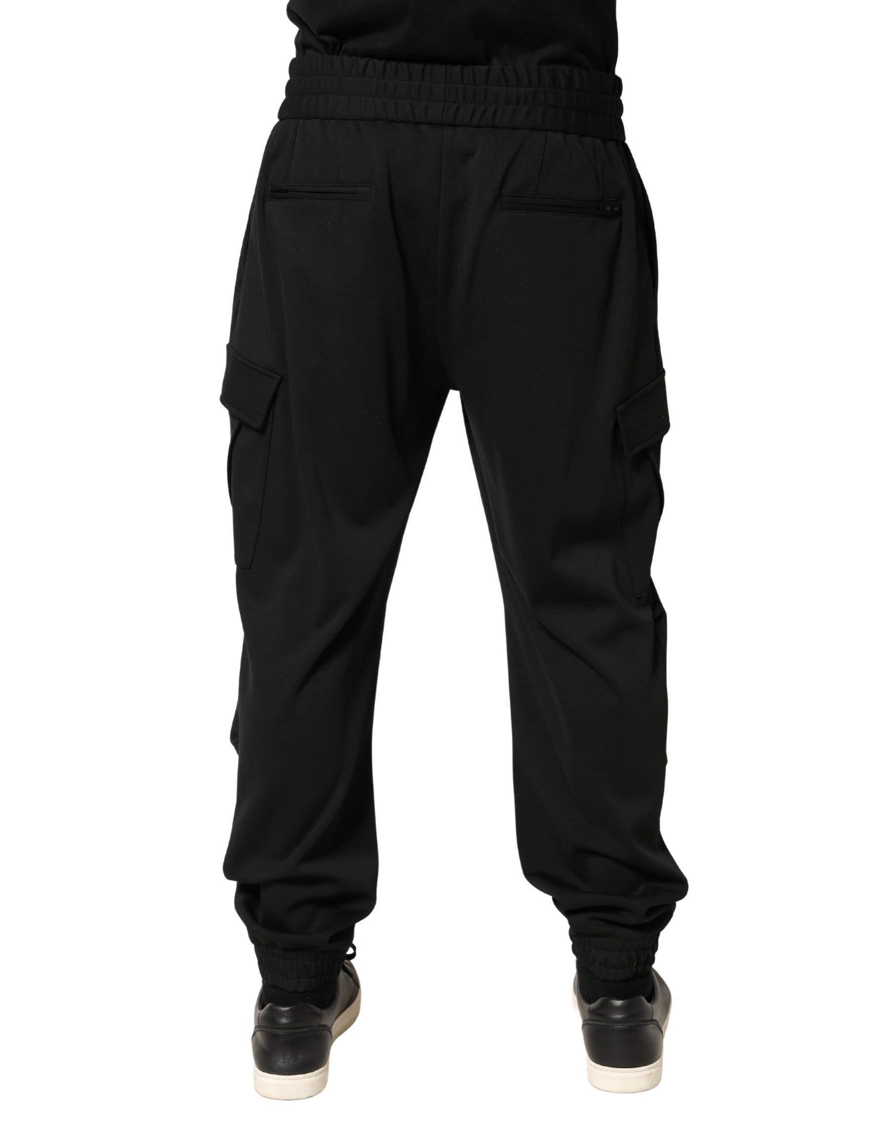 Dolce & Gabbana Black Polyester Cargo Jogger Men Trouser Pants | Regal Royce