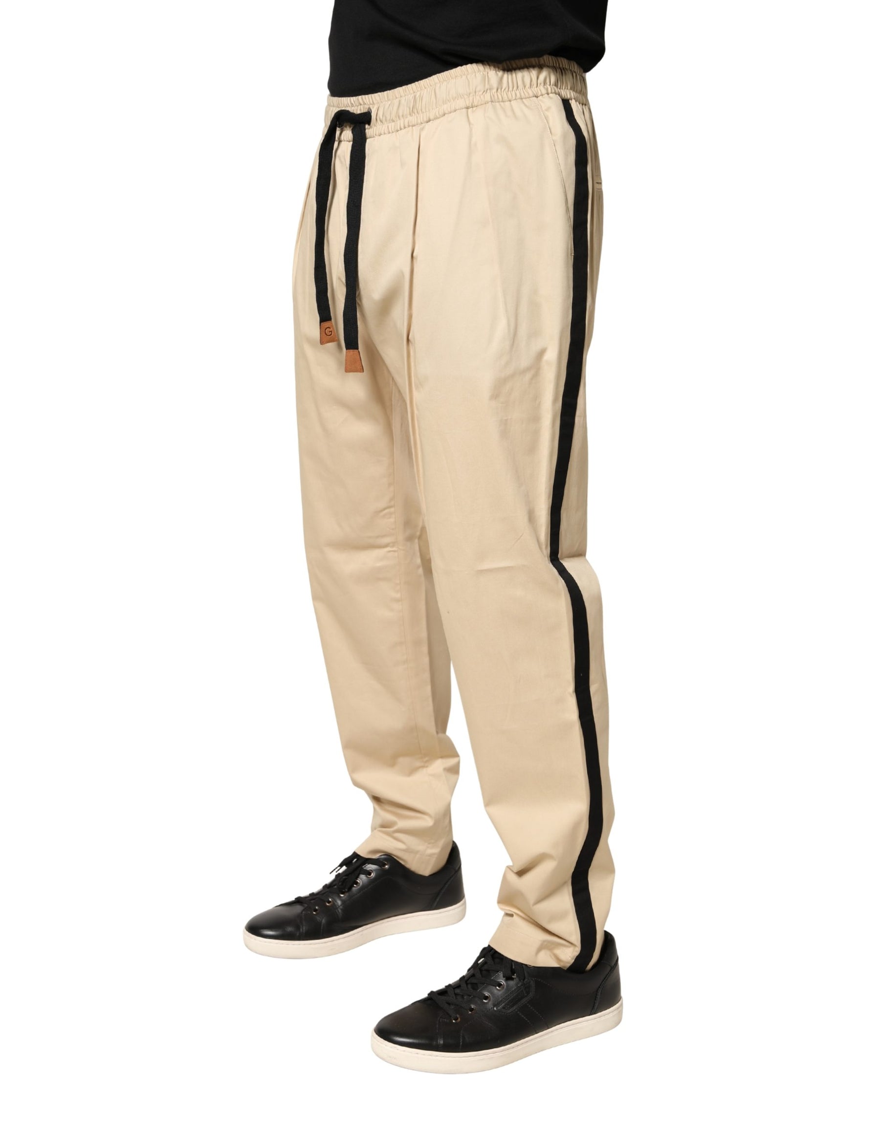 Dolce & Gabbana Beige Cotton Skinny Men Jogger Trouser Pants | Regal Royce