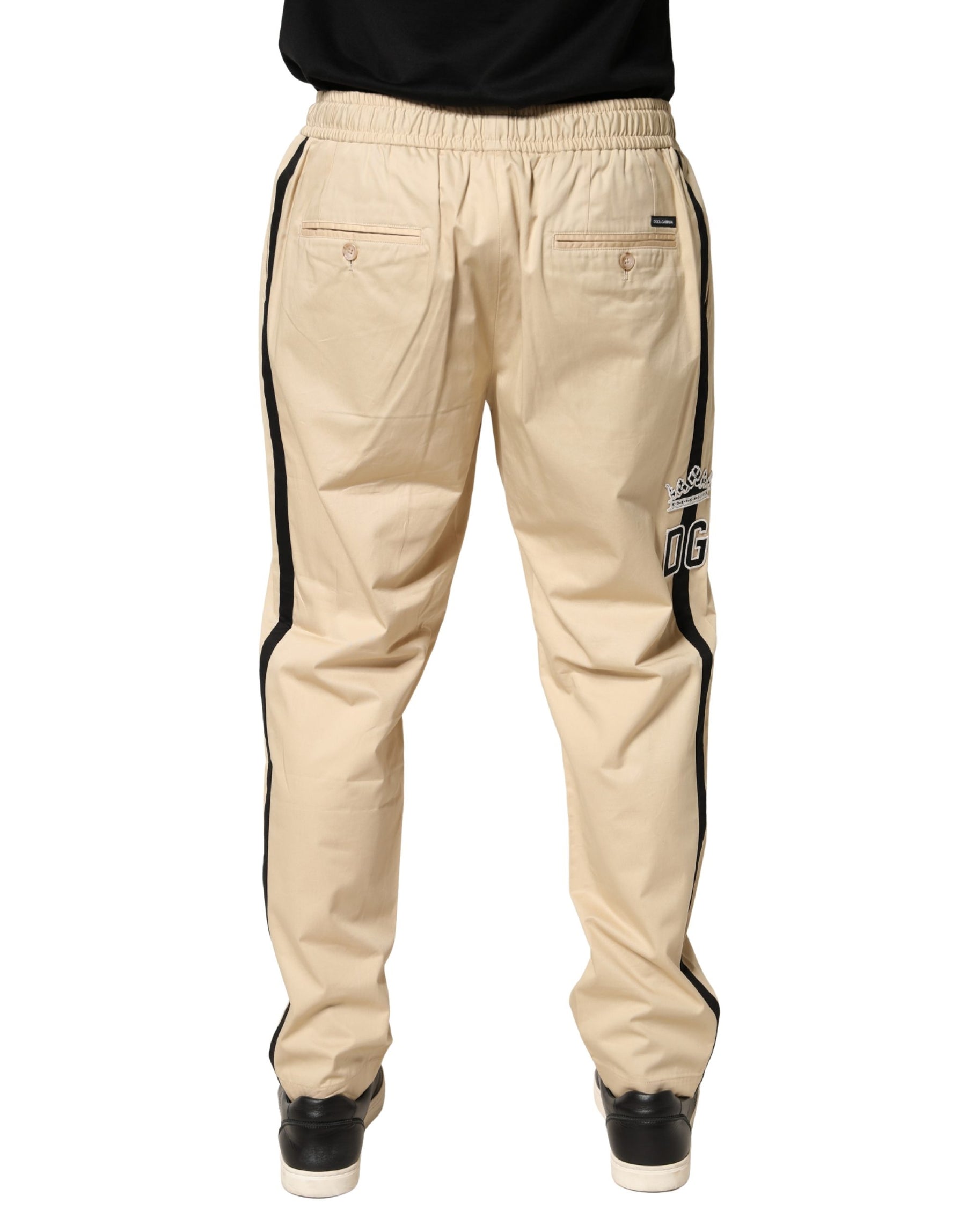 Dolce & Gabbana Beige Cotton Skinny Men Jogger Trouser Pants | Regal Royce