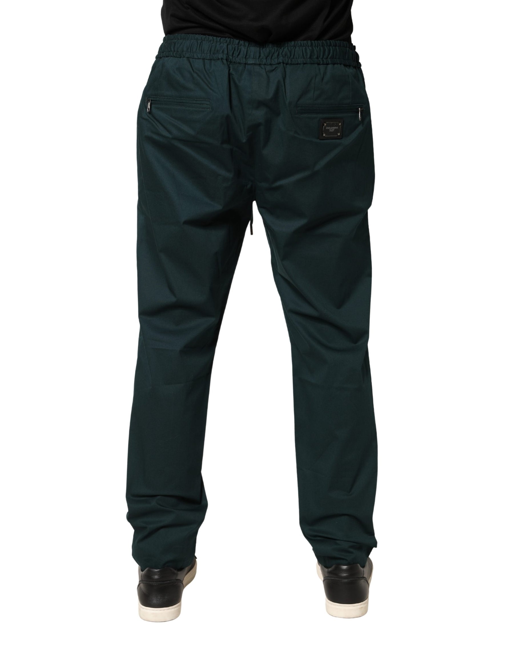 Dolce & Gabbana Green Cotton Skinny Men Jogger Trouser Pants | Regal Royce