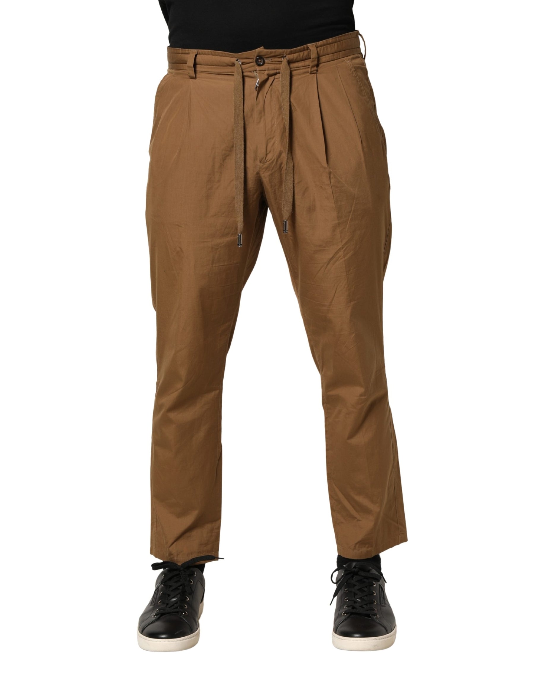 Dolce & Gabbana Brown Cotton Straight Chino Men Trouser Pants | Regal Royce