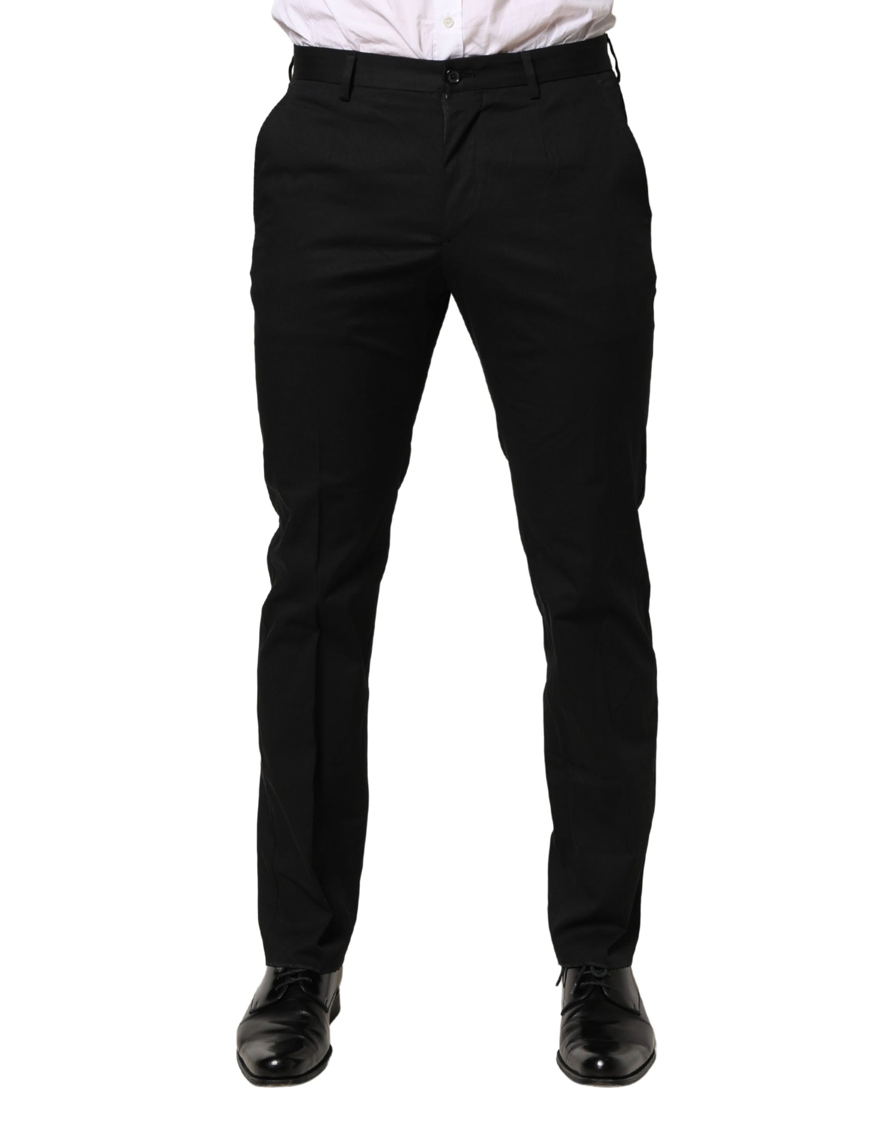 Dolce & Gabbana Black Cotton Skinny Dress Formal Trouser Pants | Regal Royce