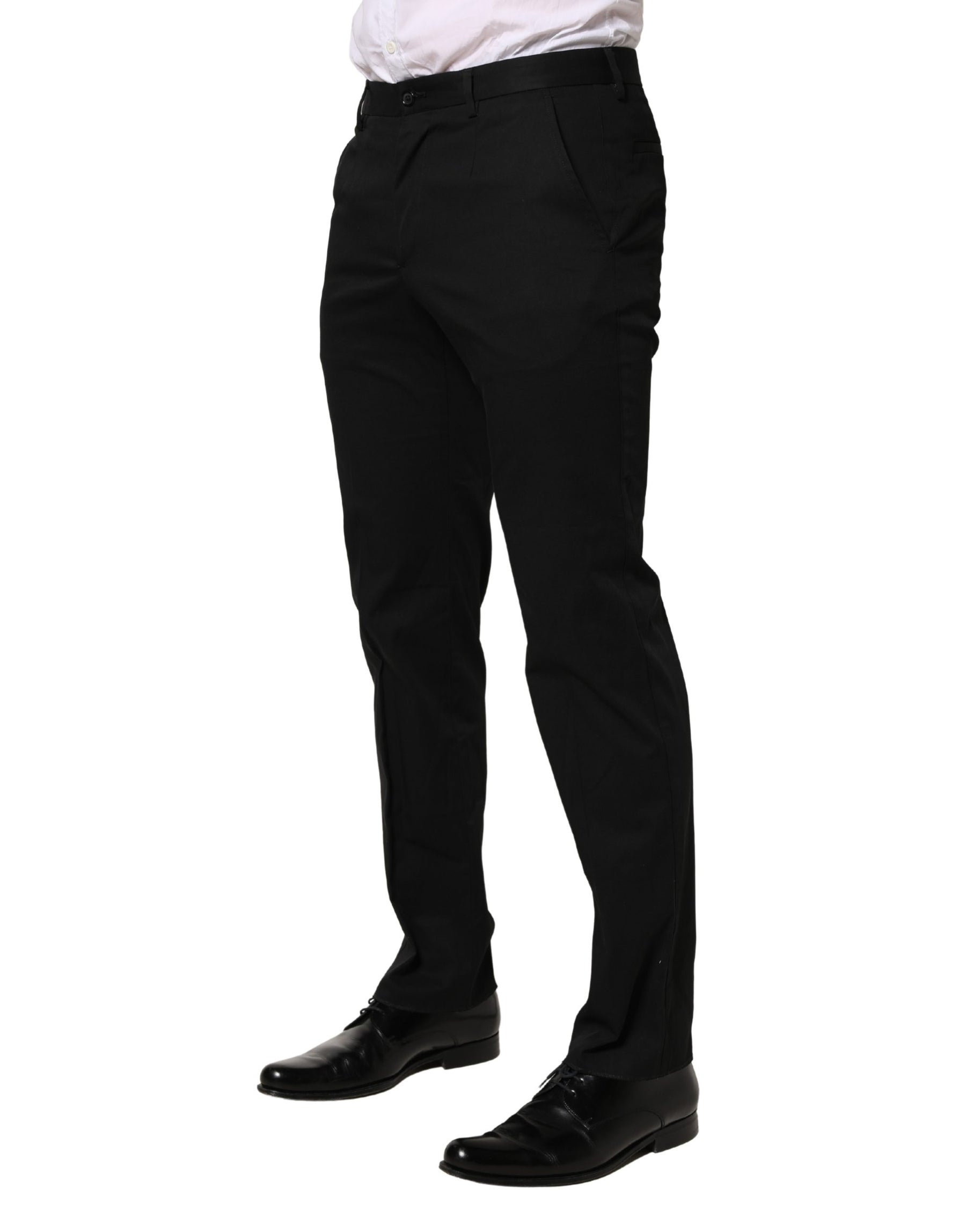 Dolce & Gabbana Black Cotton Skinny Dress Formal Trouser Pants | Regal Royce
