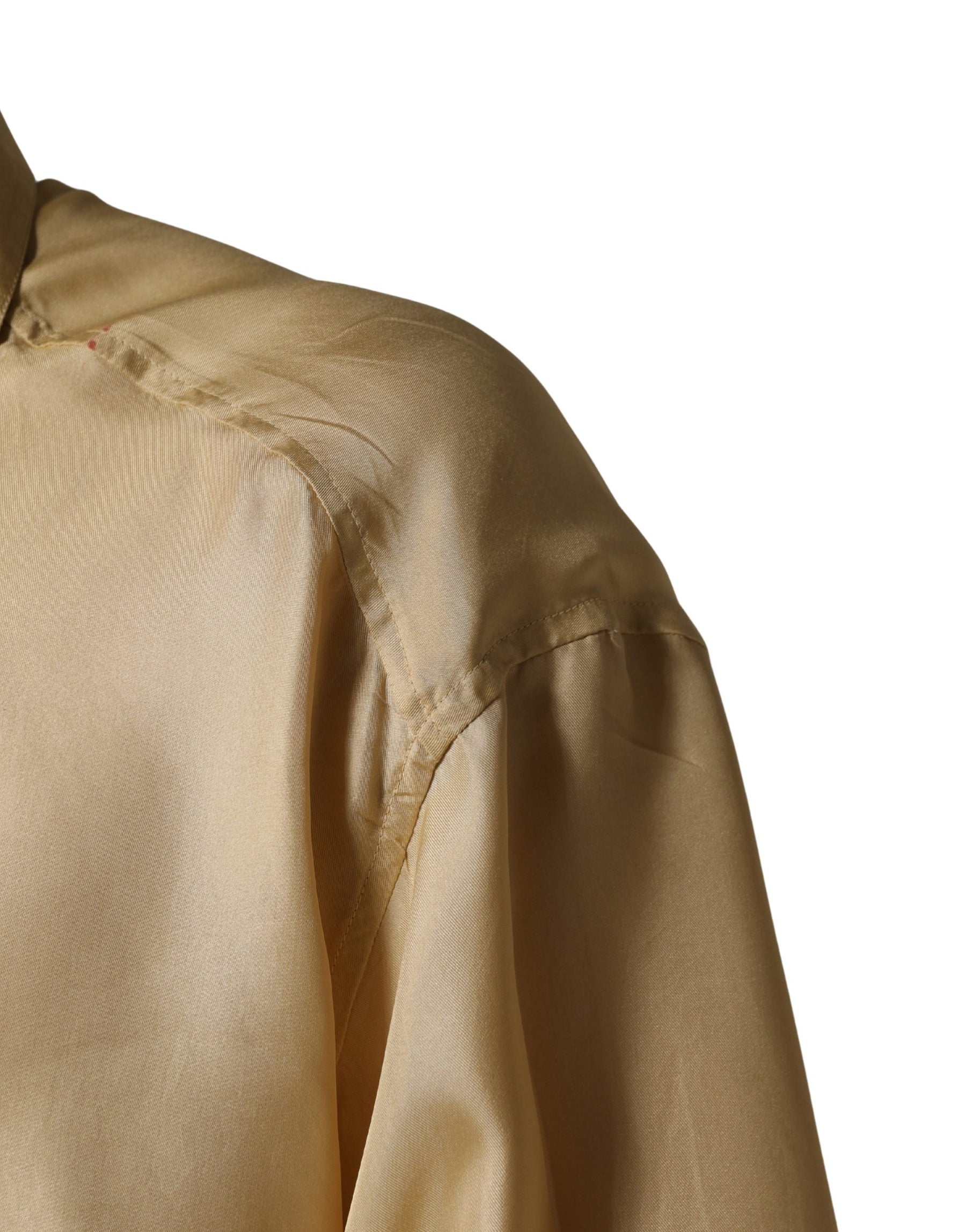 Dolce & Gabbana Yellow Silk Button Down Men Oversize Shirt | Regal Royce