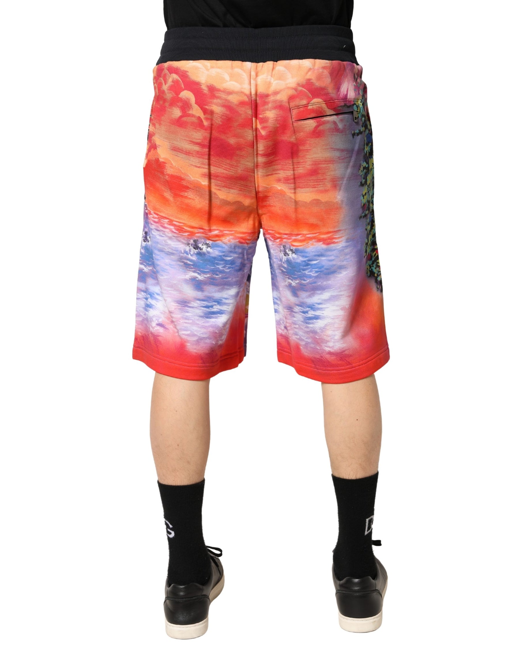 Dolce & Gabbana Multicolor Graphic Print Cotton Bermuda Shorts | Regal Royce