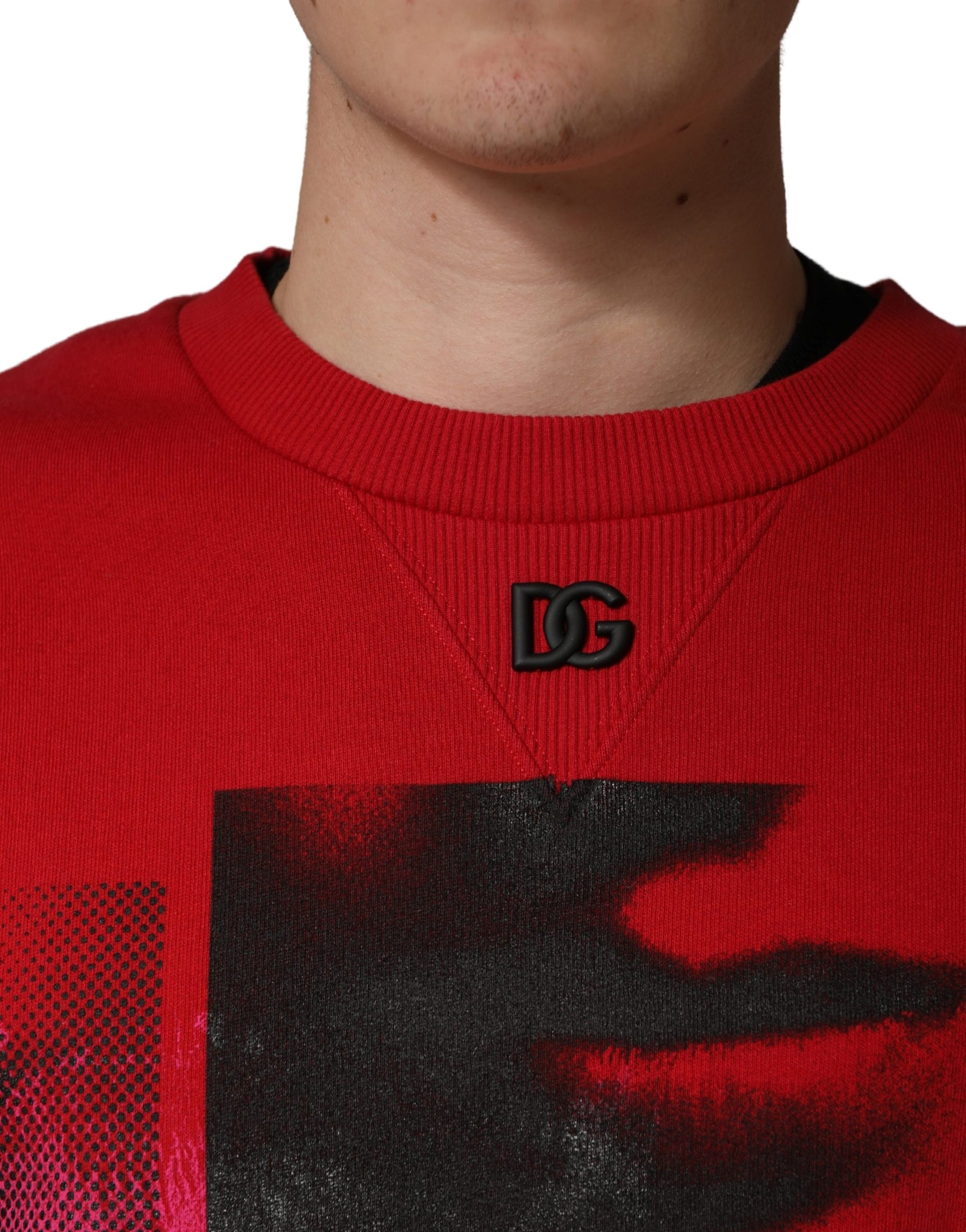 Dolce & Gabbana Red Graphic Crew Neck Men Sweatshirt Sweater | Regal Royce