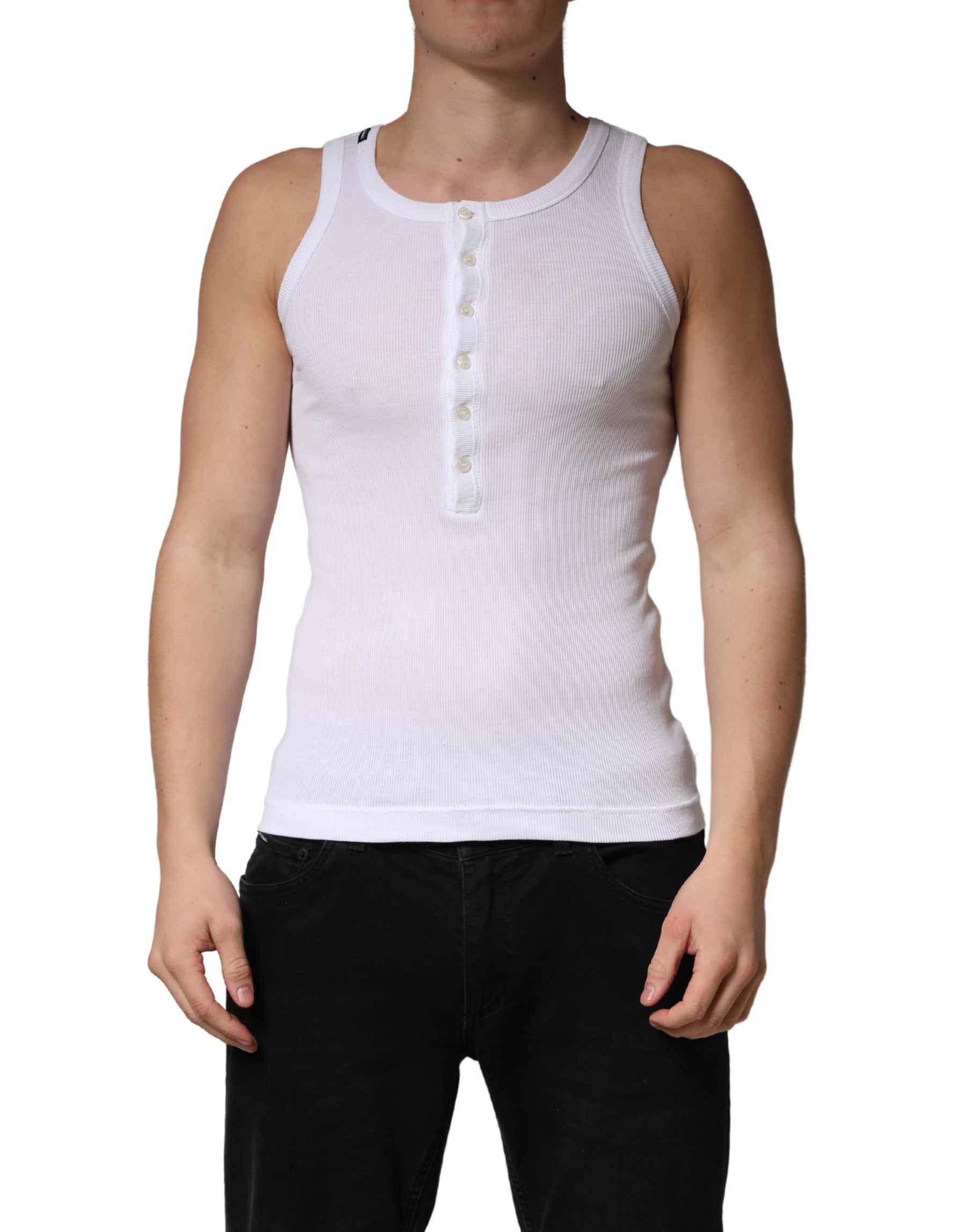 Dolce & Gabbana White Sleeveless Round Neck Tank Top T-shirt | Regal Royce