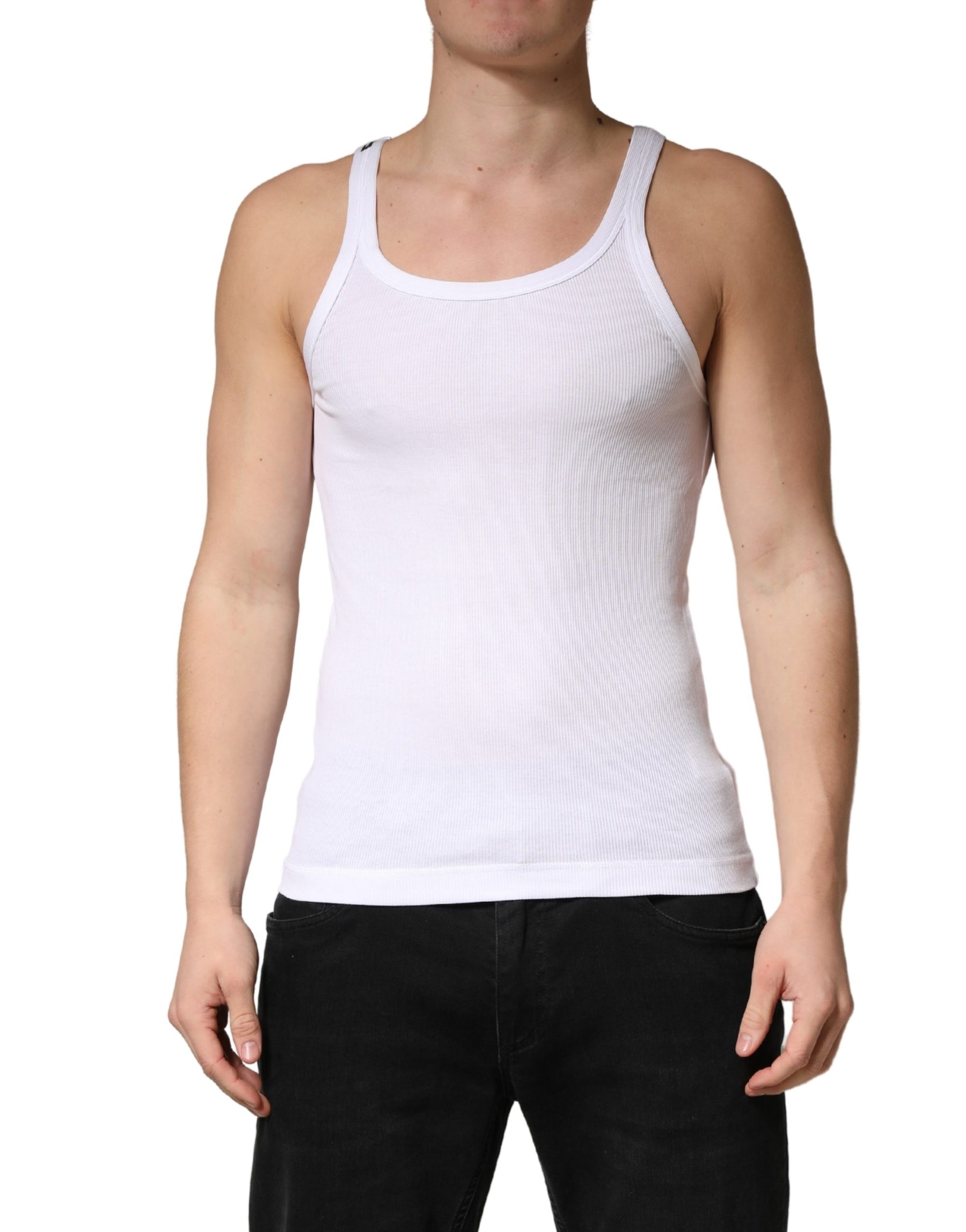 Dolce & Gabbana White Sleeveless Round Neck Tank Top T-shirt | Regal Royce