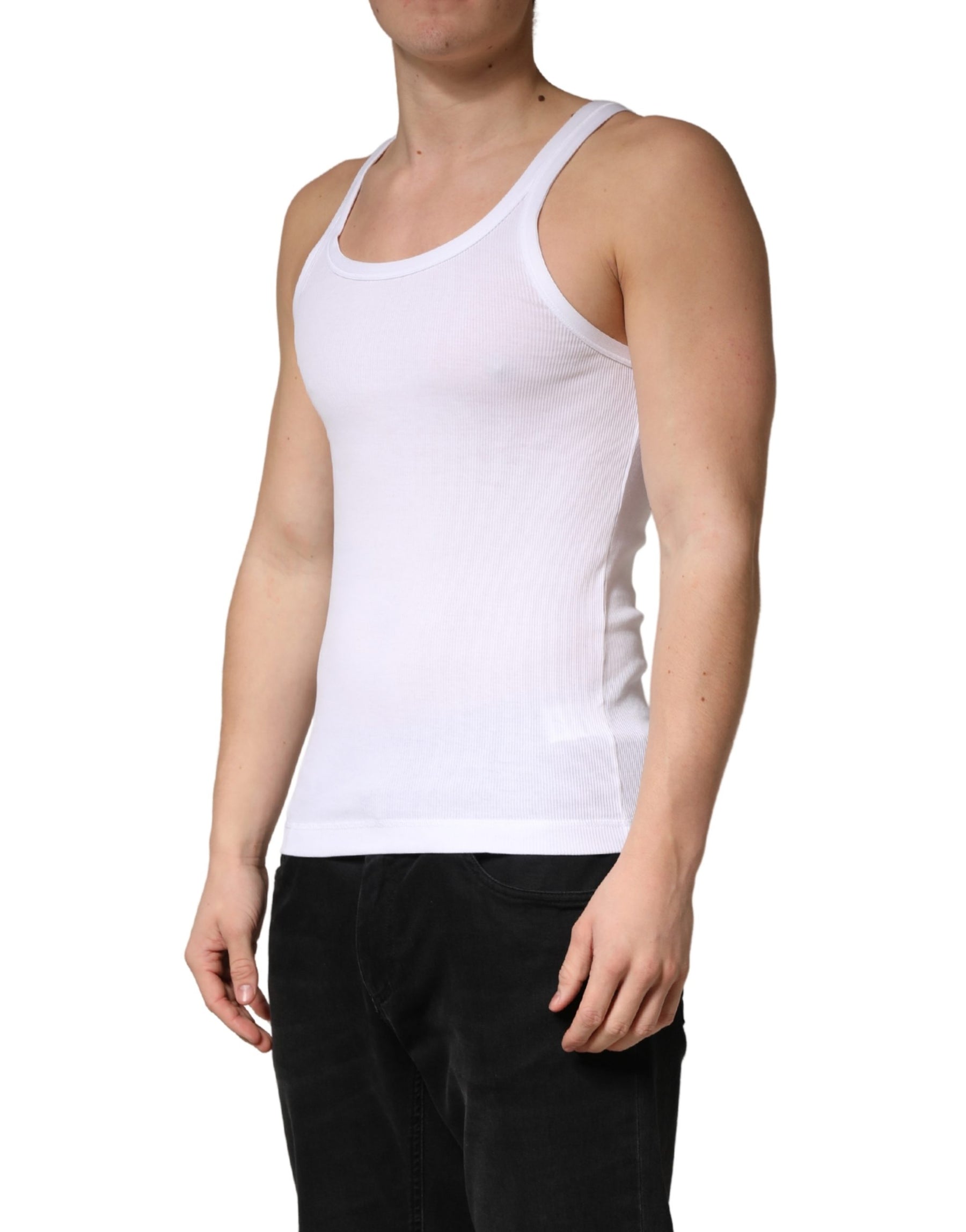 Dolce & Gabbana White Sleeveless Round Neck Tank Top T-shirt | Regal Royce