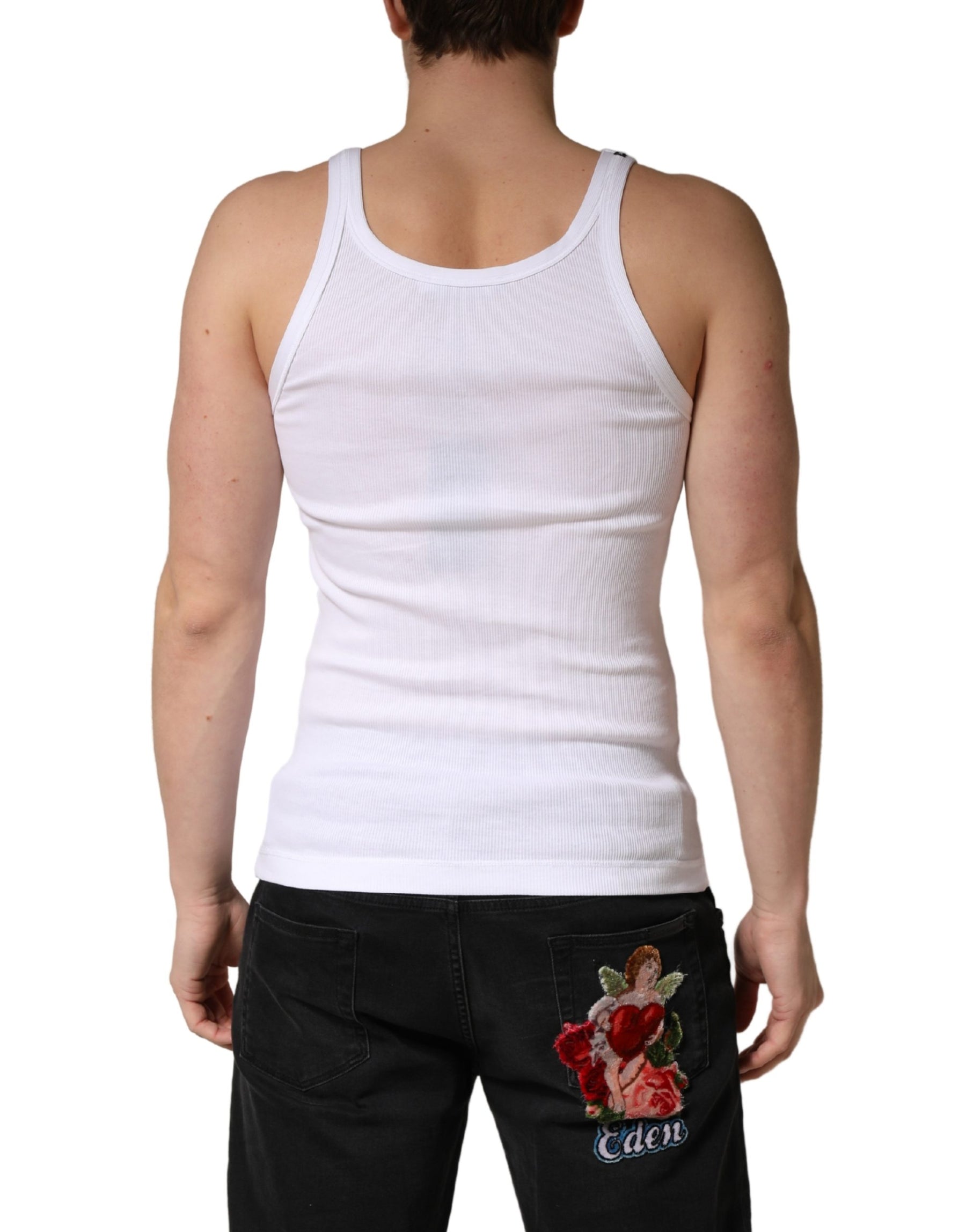 Dolce & Gabbana White Sleeveless Round Neck Tank Top T-shirt | Regal Royce