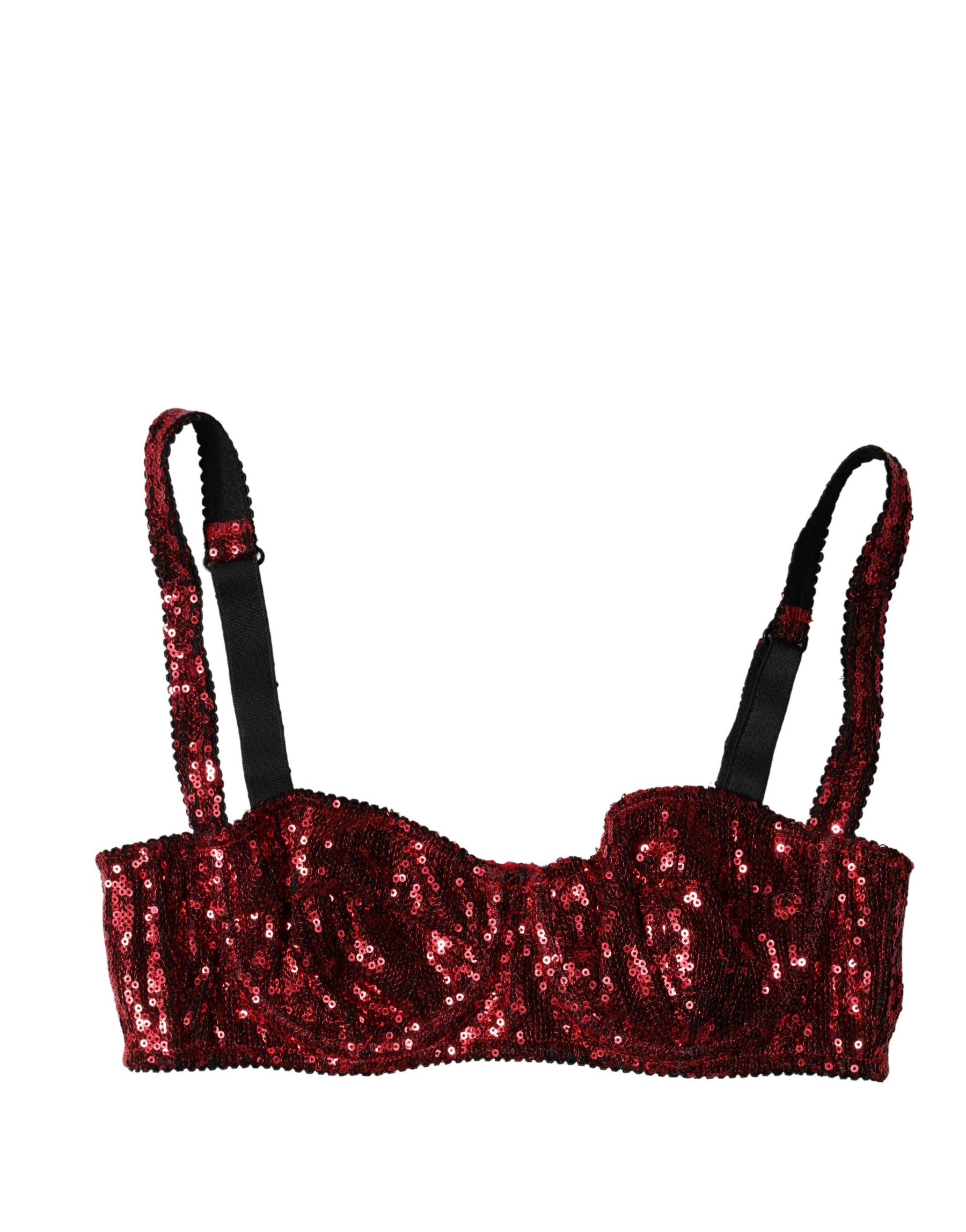 Dolce & Gabbana Red Sequined Nylon Balconnet Bra Underwear | Regal Royce
