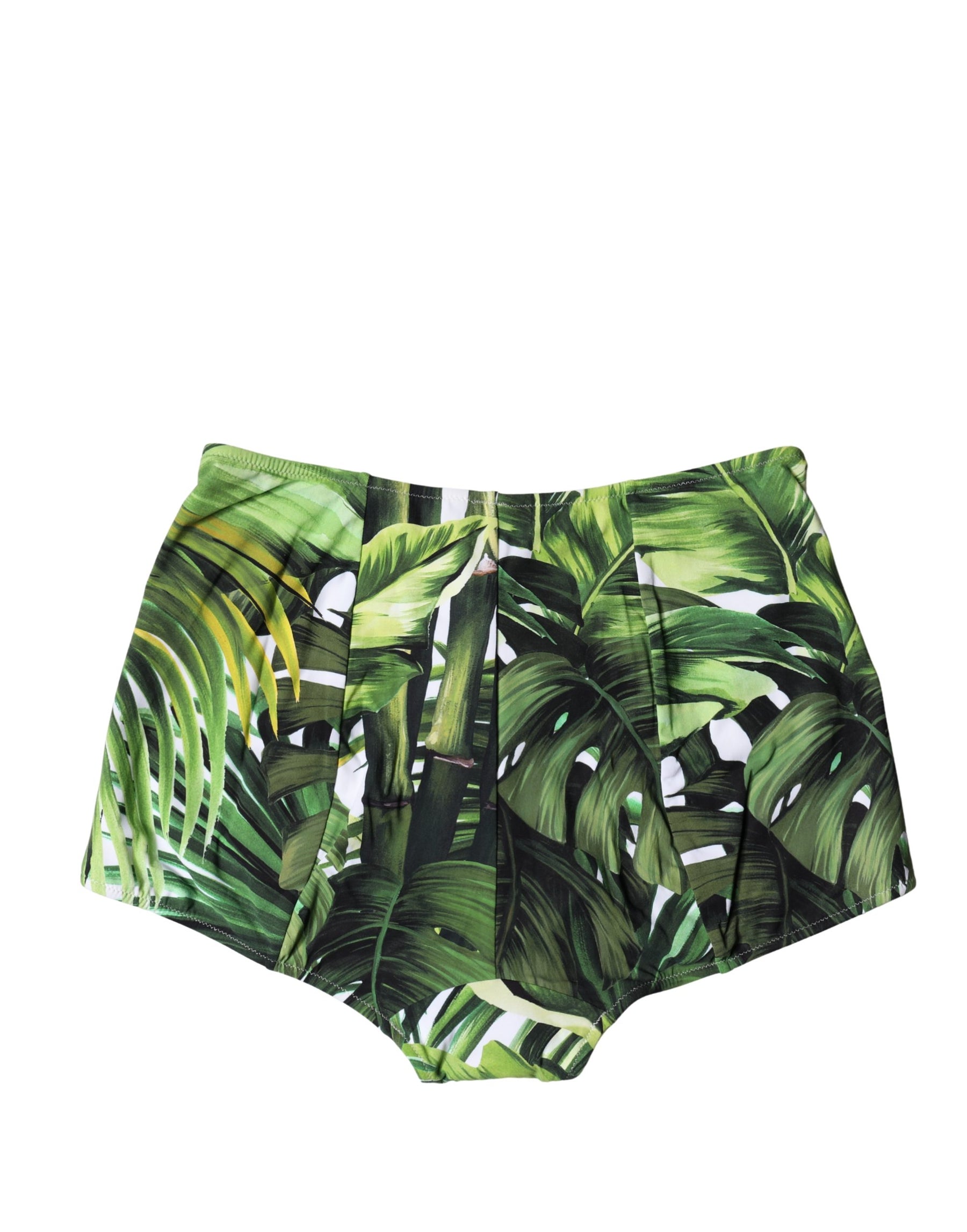 Dolce & Gabbana Green Leaf Print High-Waisted Girdle Underwear | Regal Royce