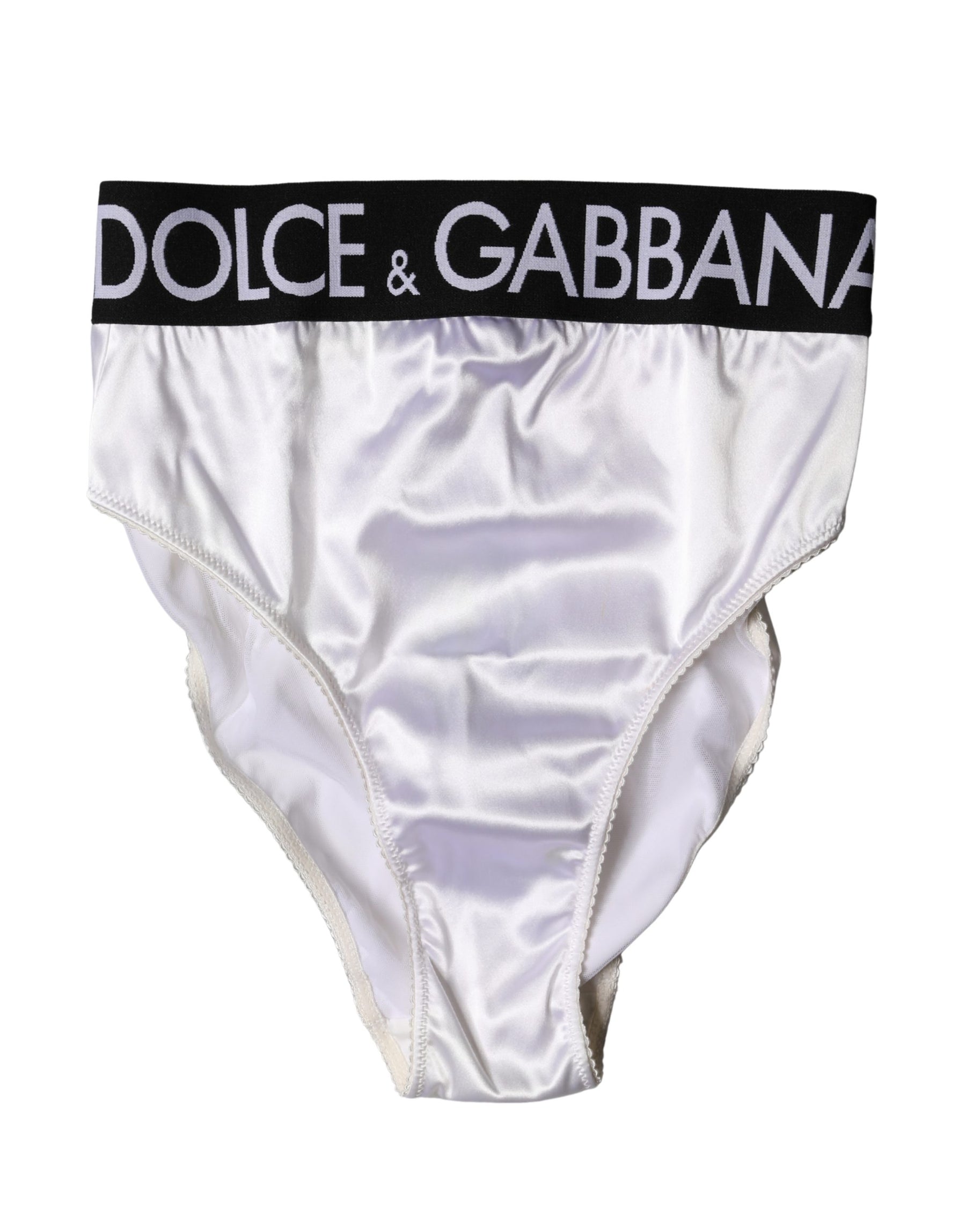 Dolce & Gabbana White Logo Brief High Waist Panty Underwear | Regal Royce