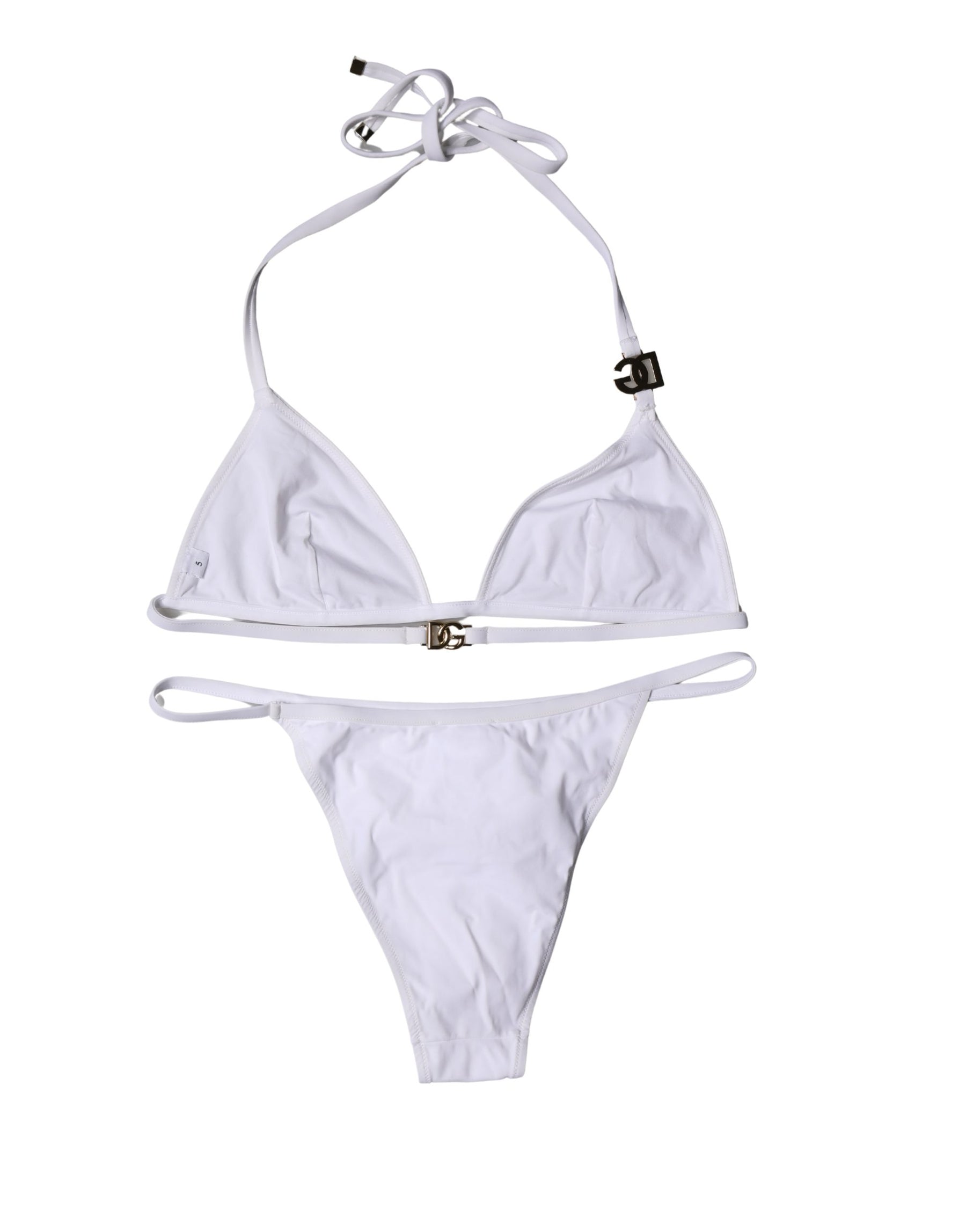 Dolce & Gabbana White Logo Swimsuit 2 Piece Top Bottom Swimwear | Regal Royce