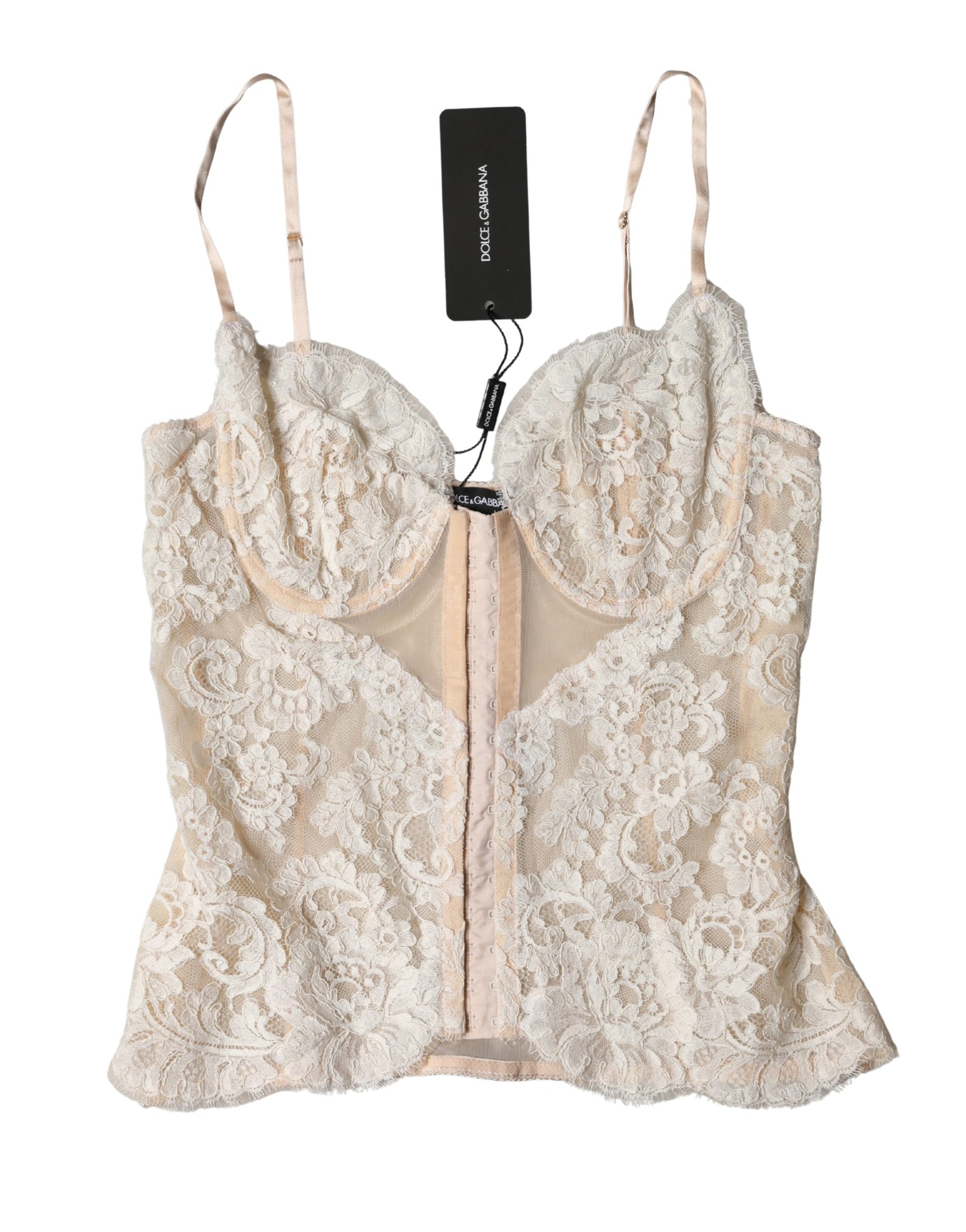 Dolce & Gabbana Beige Floral Lace Corset Lingerie Underwear | Regal Royce