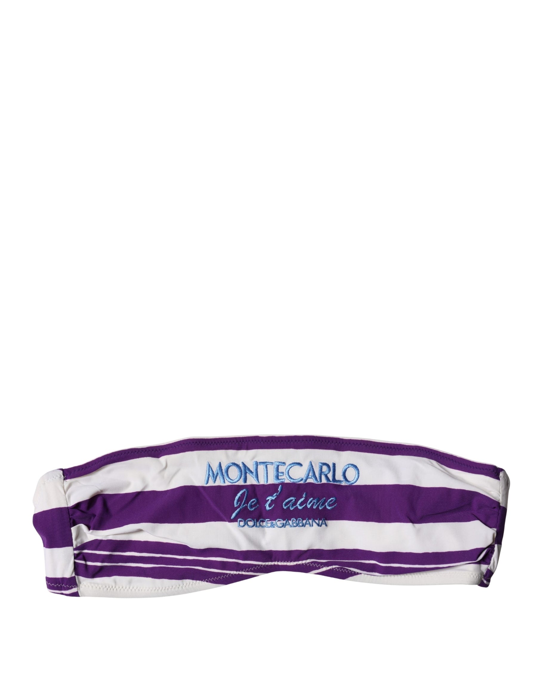 Dolce & Gabbana Purple White Stripes Nylon Bandeau Swimwear | Regal Royce
