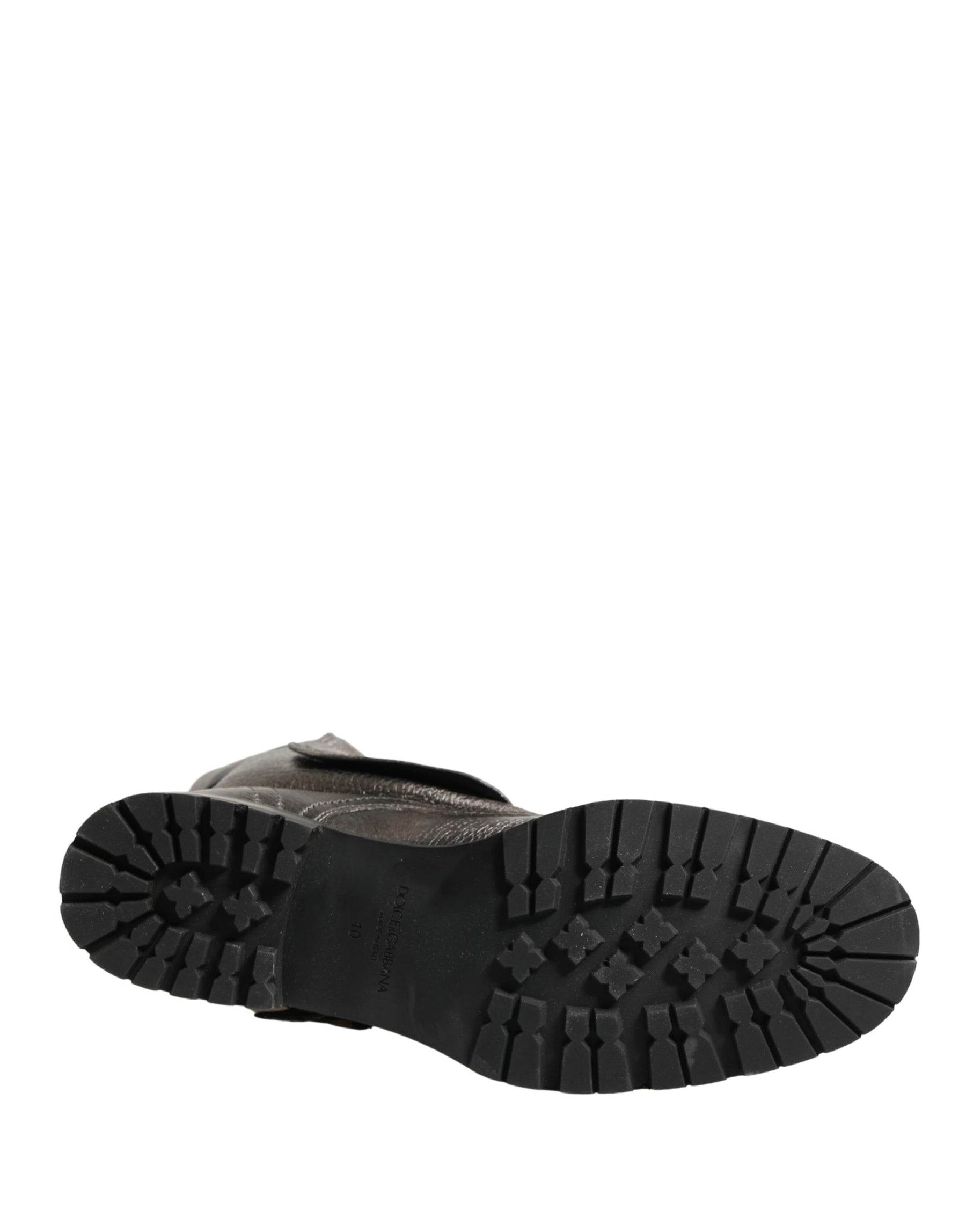 Dolce & Gabbana Metallic Silver Combat Biker Mid Calf Boots Shoes | Regal Royce