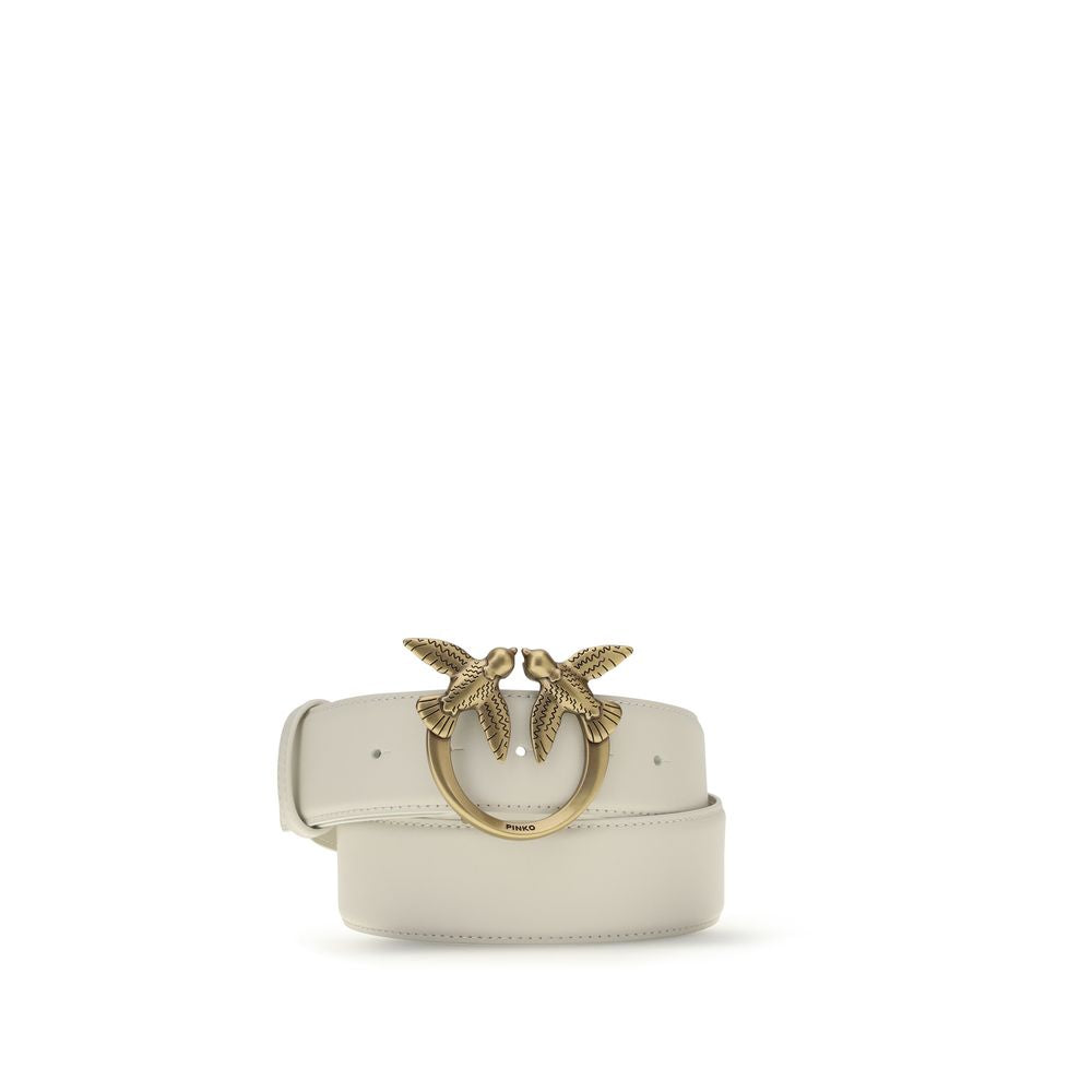 PINKO White Calf Leather Bos Taurus Regular Belt | Regal Royce