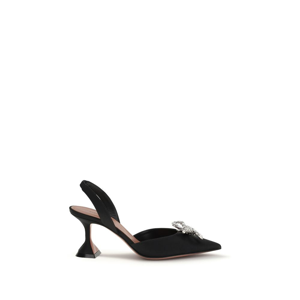 Amina Muaddi Black Silk High Heel Pumps | Regal Royce