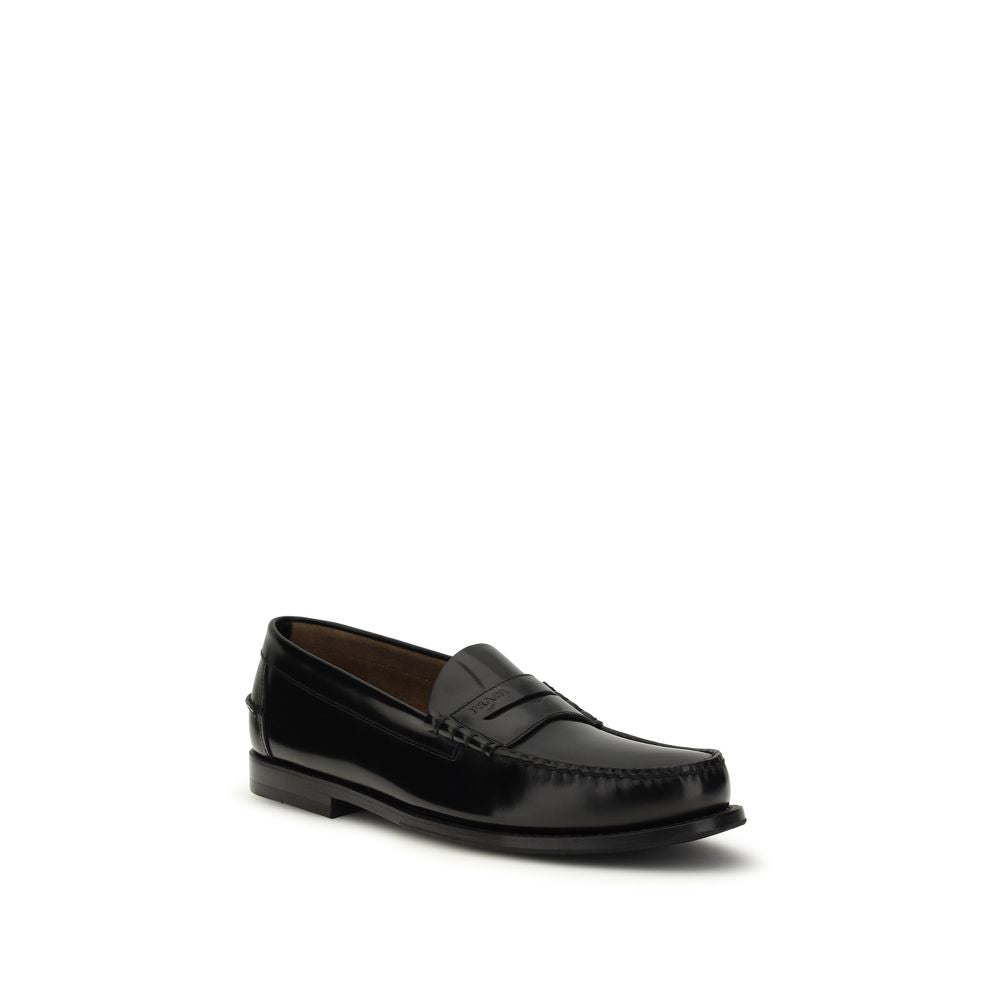 Prada Black Calf Leather Bos Taurus Slip-On Loafers | Regal Royce